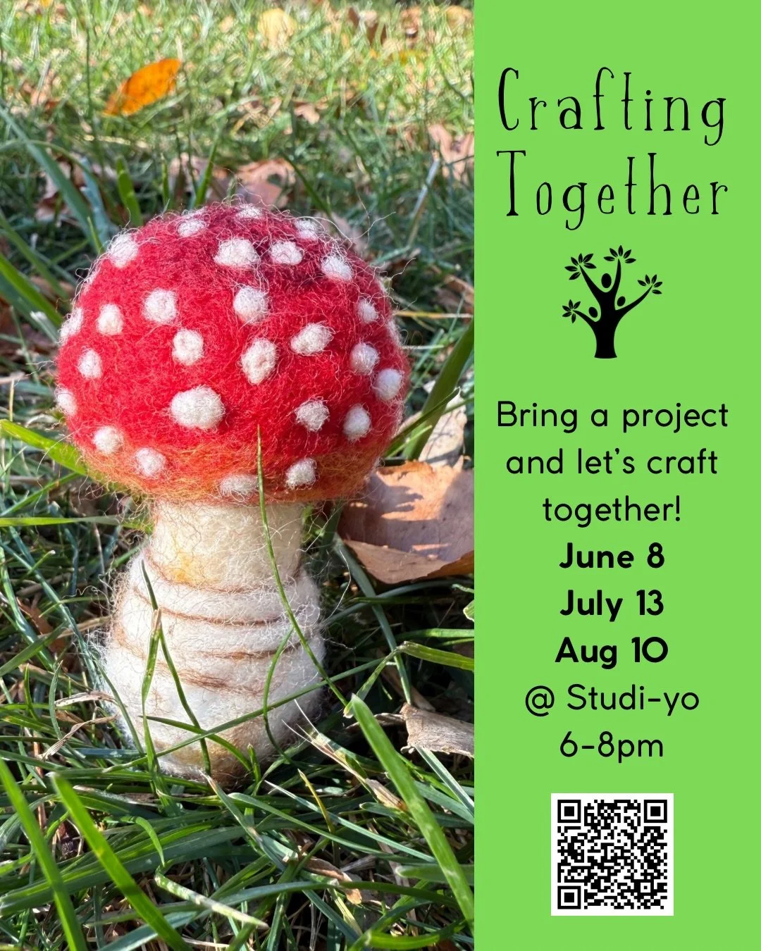 Crafting Together gathers again this Monday June 8th from 6-8pm @studiyomadison. Bring your own craft and a snack to share and enjoy an afternoon in community with other crafty friends. If the weather is nice we will work in the lovely outdoor patio.