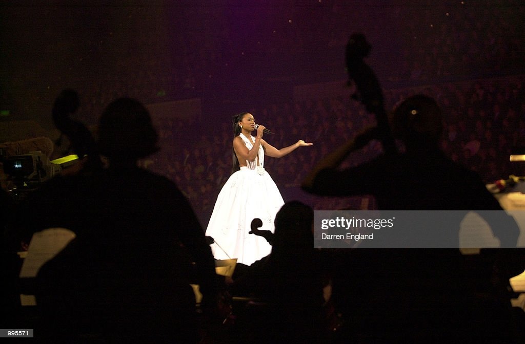  28 Aug 2001:  Debelah Morgan sings during the Opening Gala at the Brisbane Entertainment Centre ahead of the Goodwill Games in Brisbane, Australia. DIGITAL IMAGE. Mandatory Credit: Darren England/ALLSPORT 