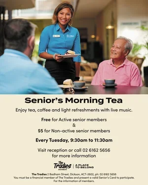 Seniors Morning Tea every Tuesday