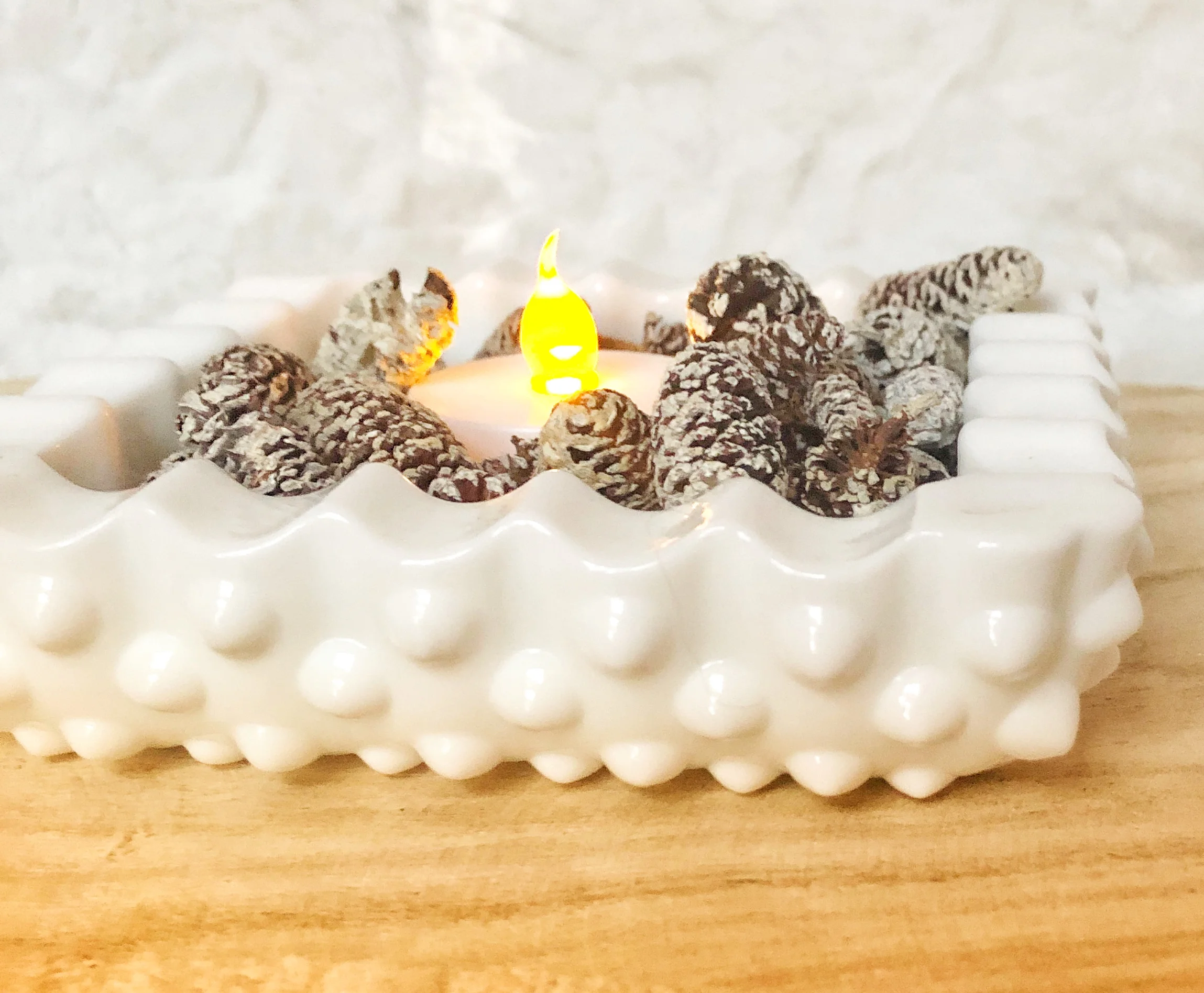 Fenton Hobnail Square Milk Glass Ashtray