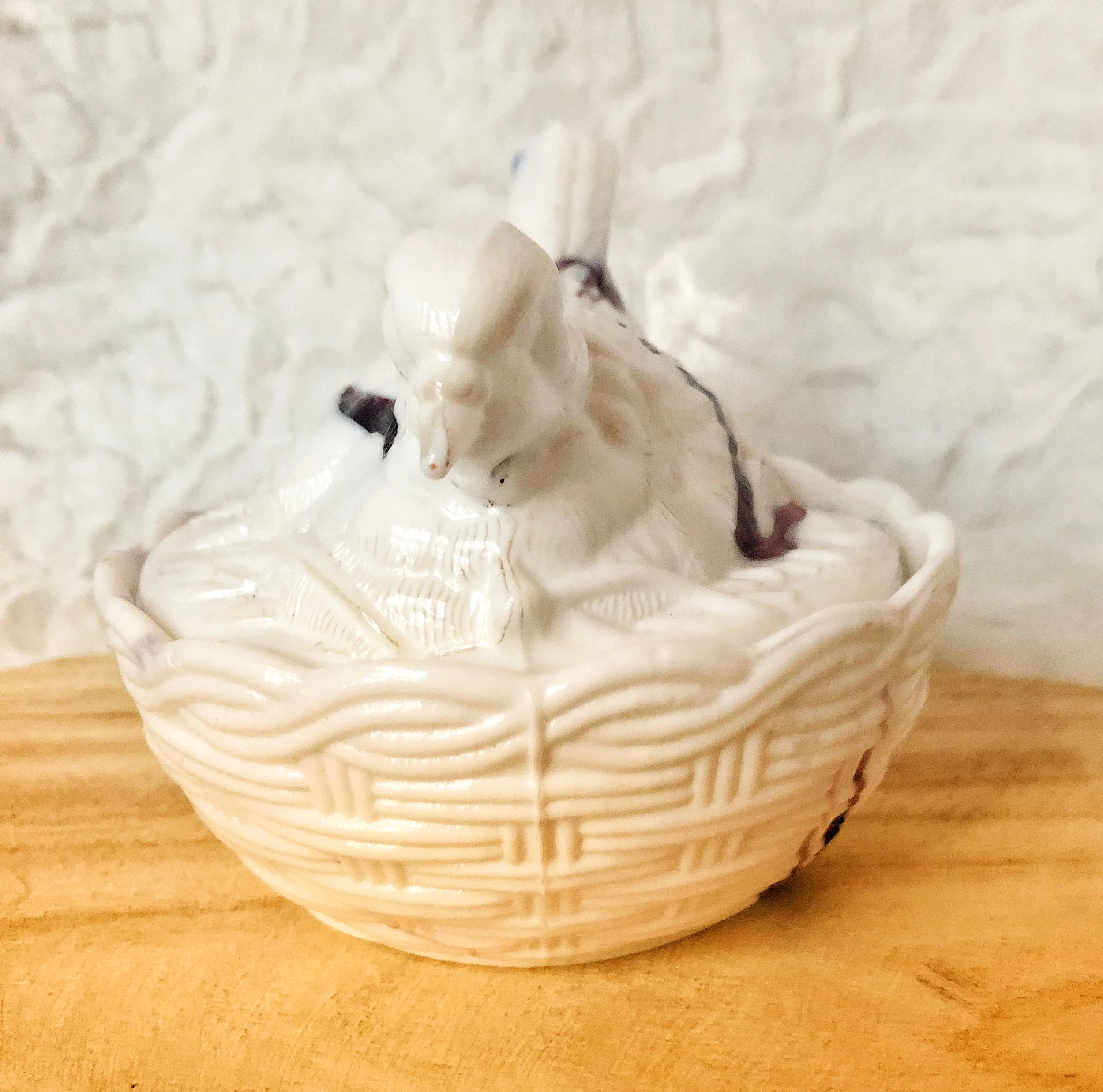Milk Glass Purple Slag Bird in a Nest