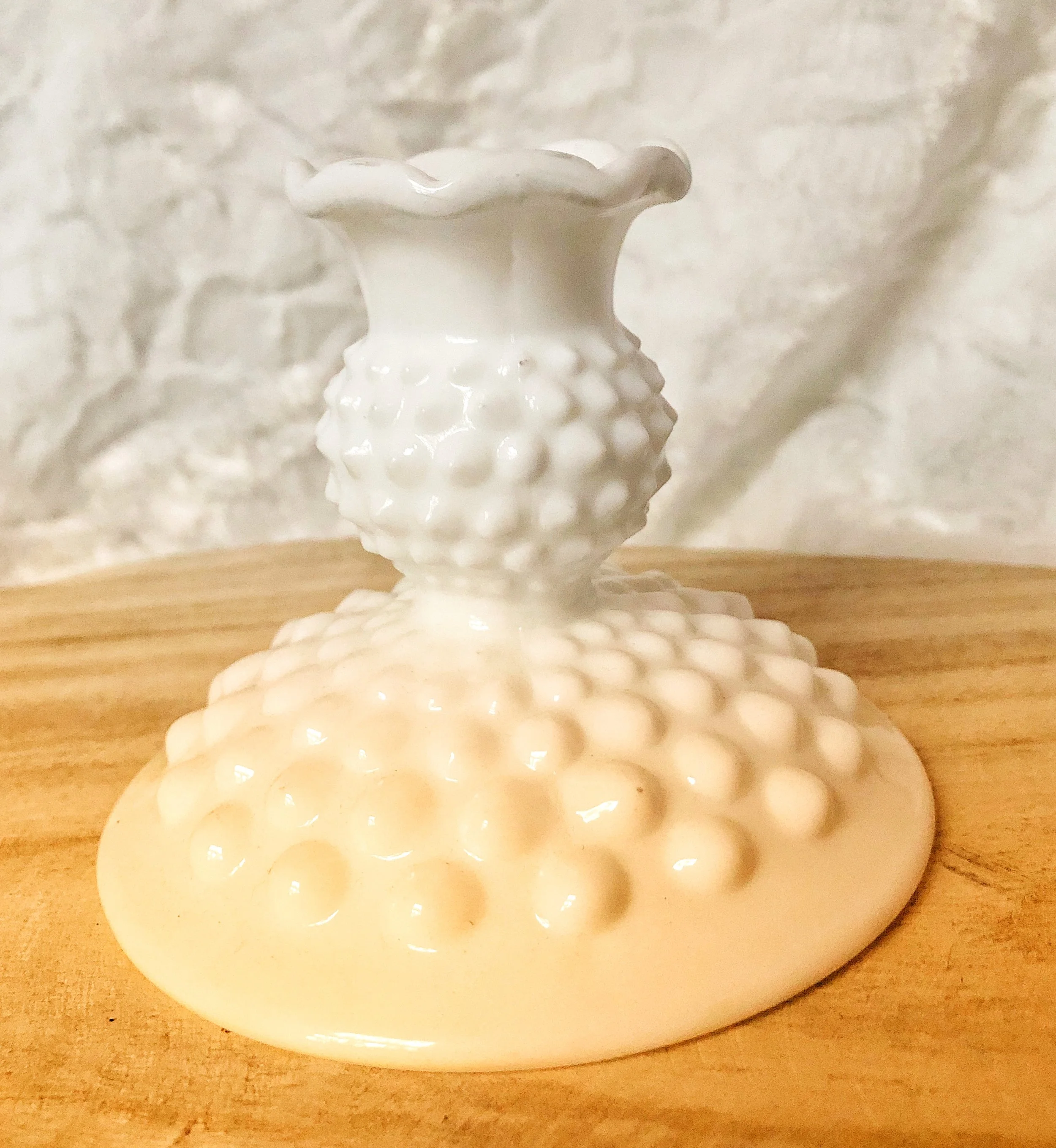 Fenton White Hobnail Milk Glass Candlesticks