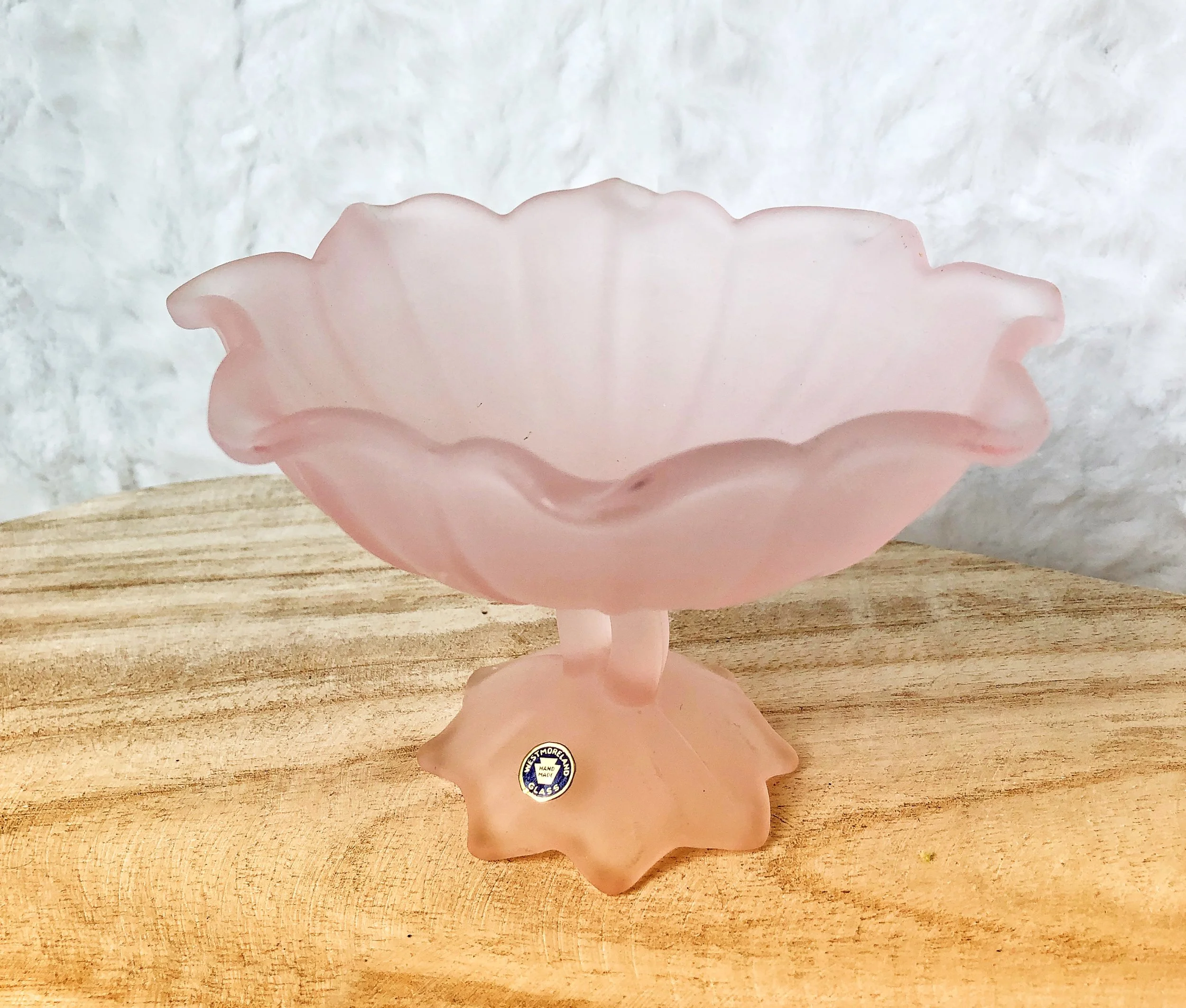 Westmoreland Pink Frosted Glass Footed Bowl