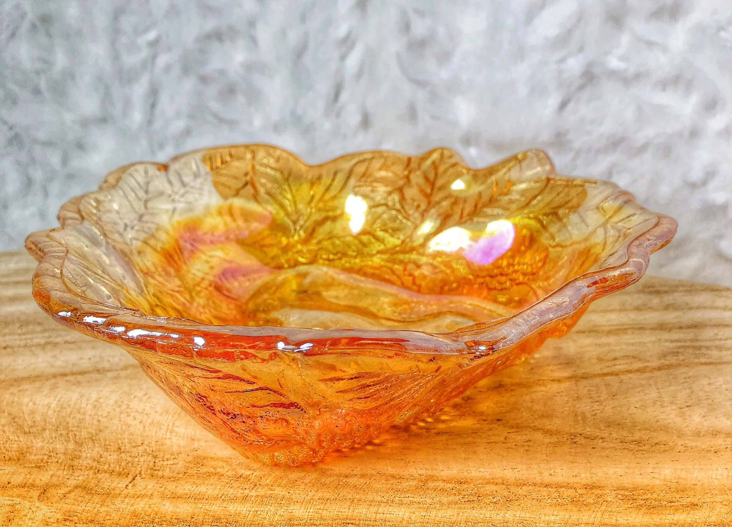 Imperial Glass Co. Amber Carnival Glass Triangle Bowl