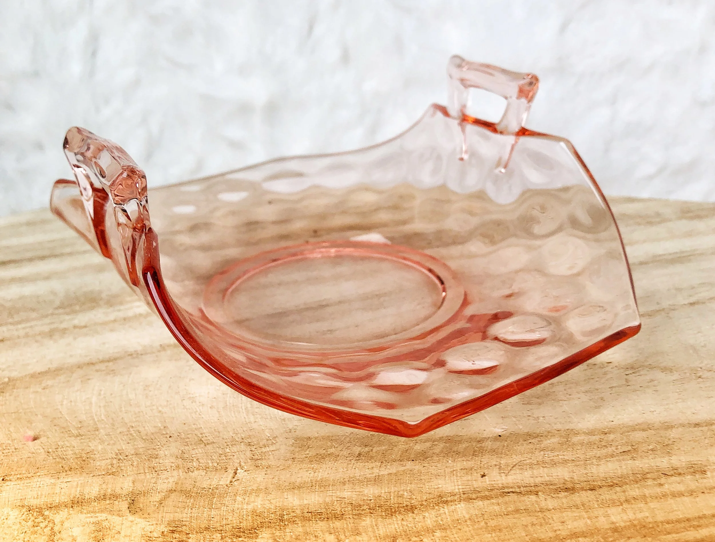 Pink Depression Glass Curved Serving Dish