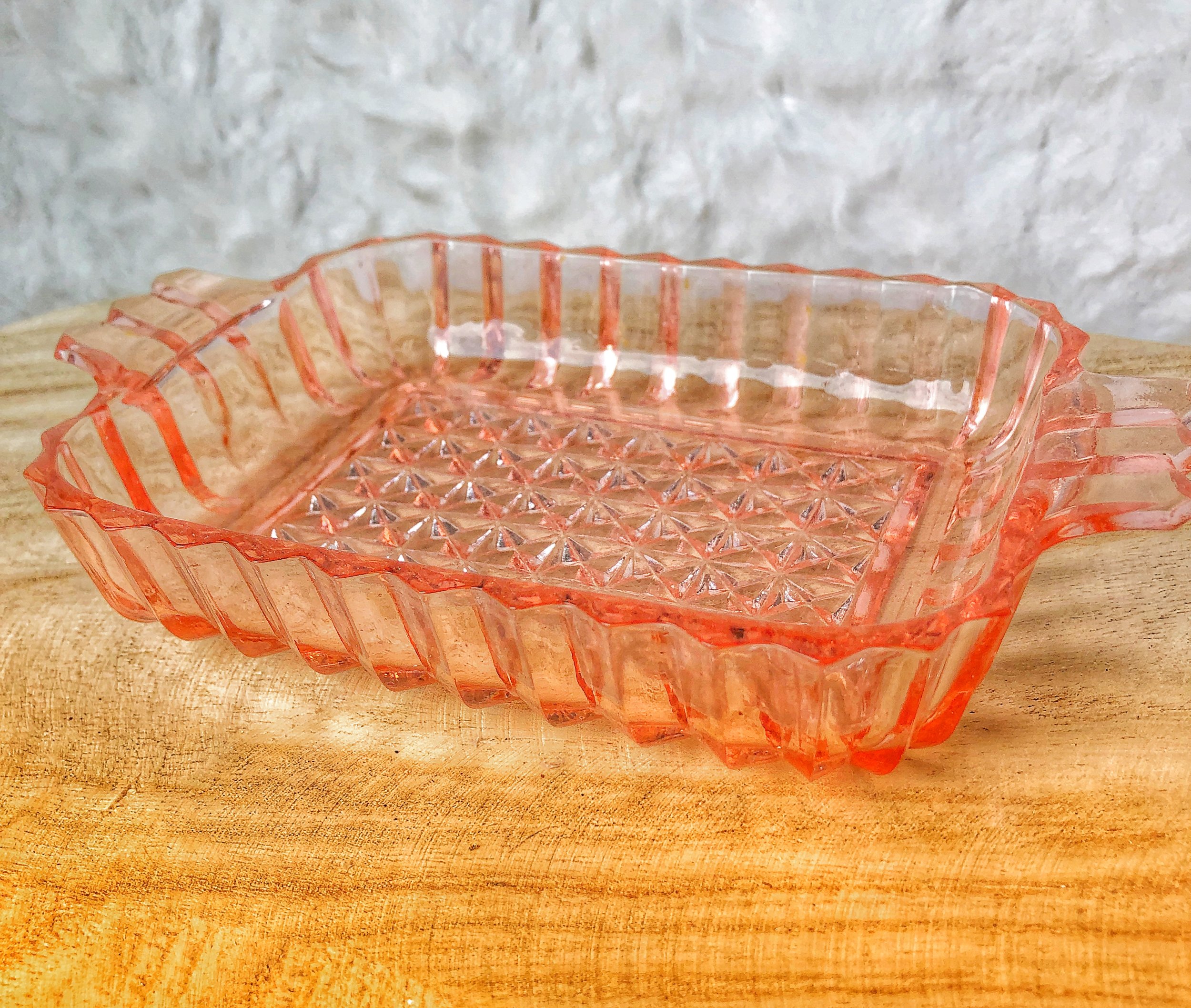 Pink Depression Glass Rectangle Candy Dish