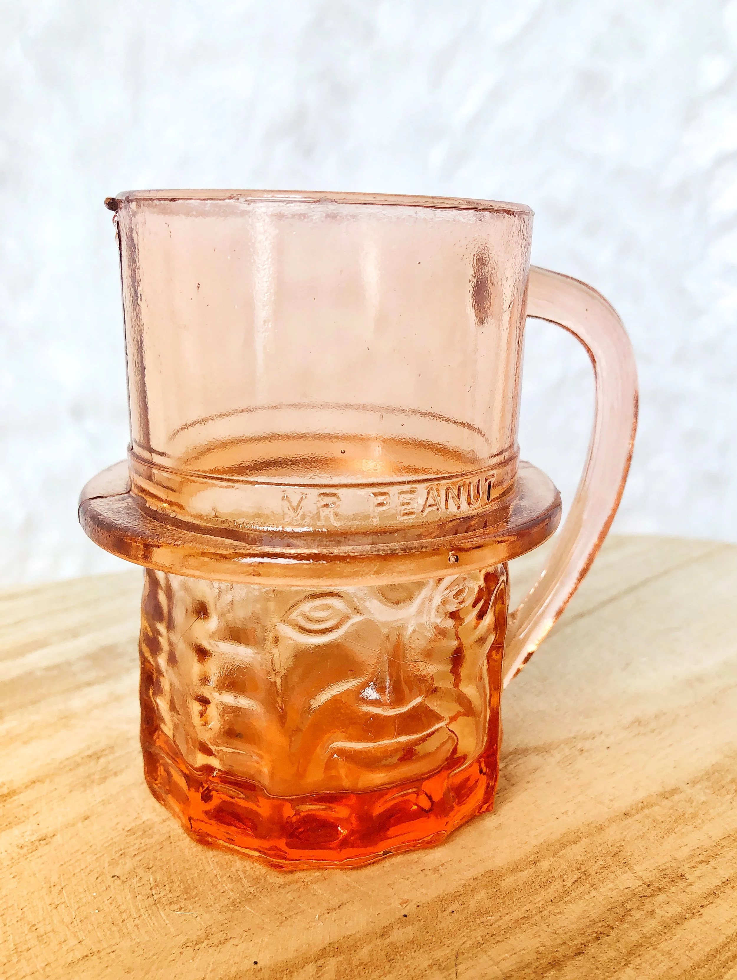 Pink Depression Glass Mr. Peanut Cup