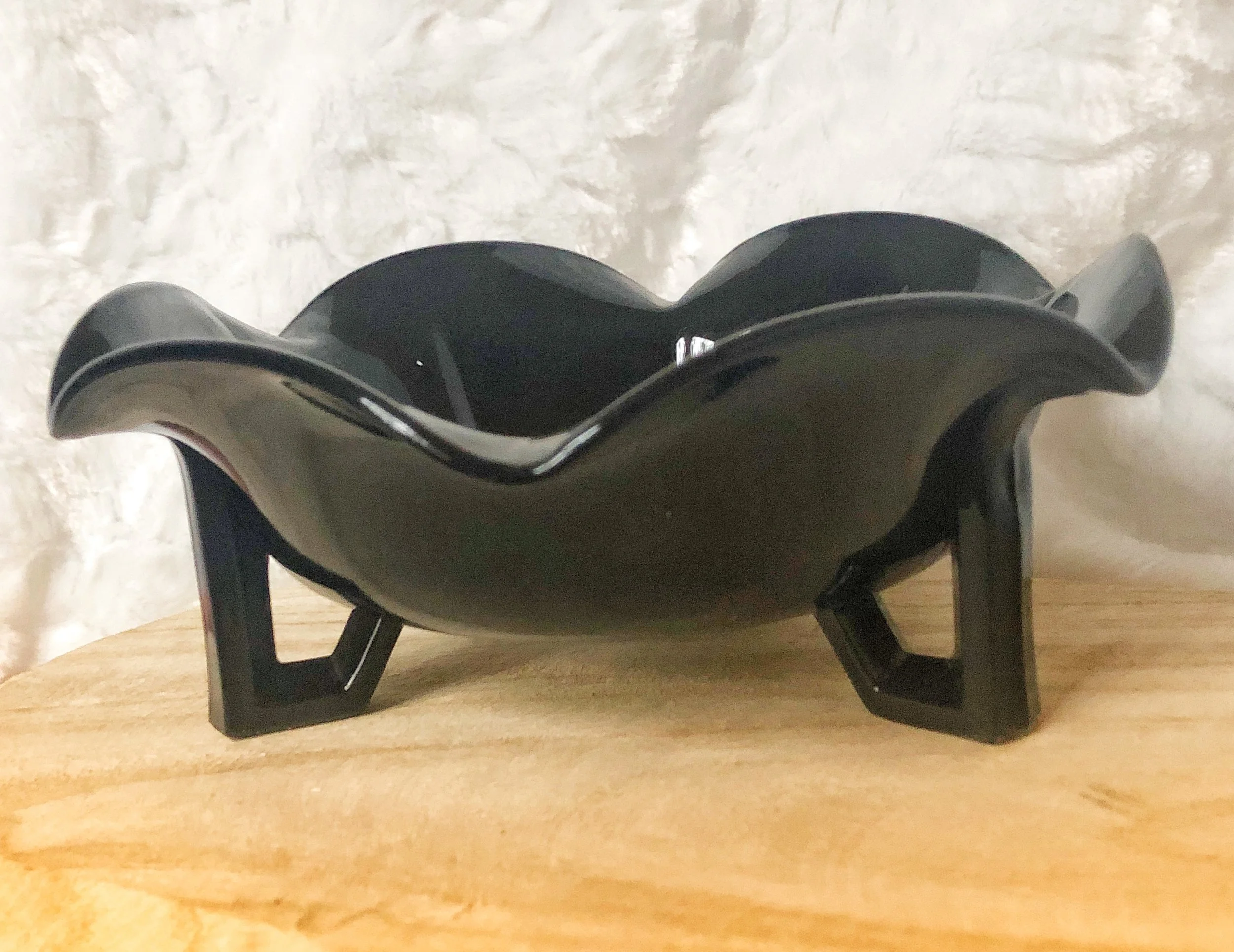 Black Milk Glass Footed Bowl 