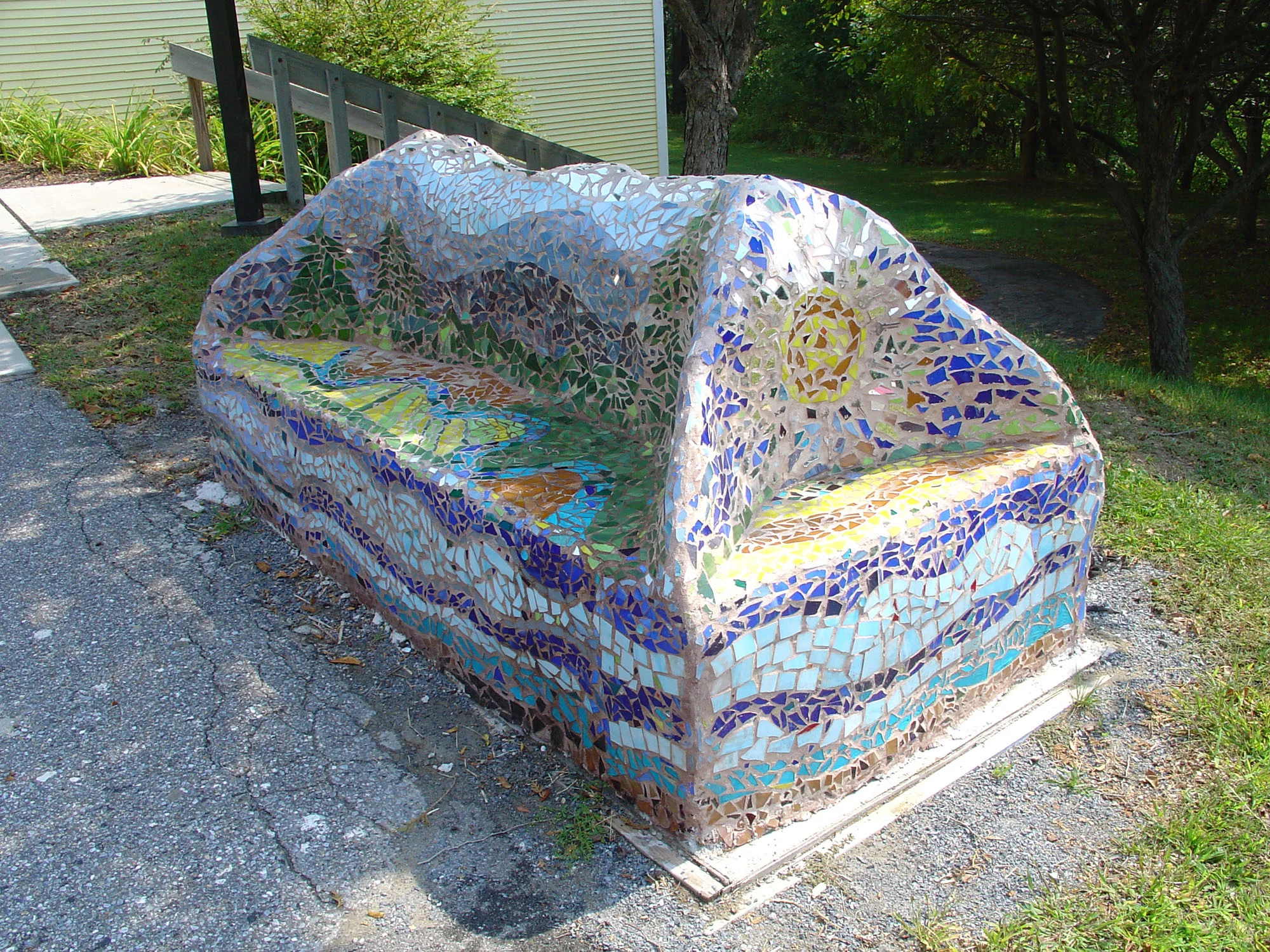 Each student had an aspect of their design incorporated into the mountain-like bench.