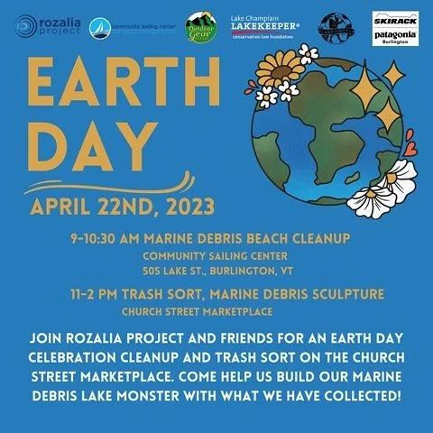 Come out & build the Real Lake Monster, Champ from marine debris on 
💙Earth Day, Saturday 4/22 on Church St with Rozalia Project & 350 Burlington
🌊9AM Marine debris cleanup at the Community Sailing Center, 505 Lake St, BTV
👹11-2 Trash so