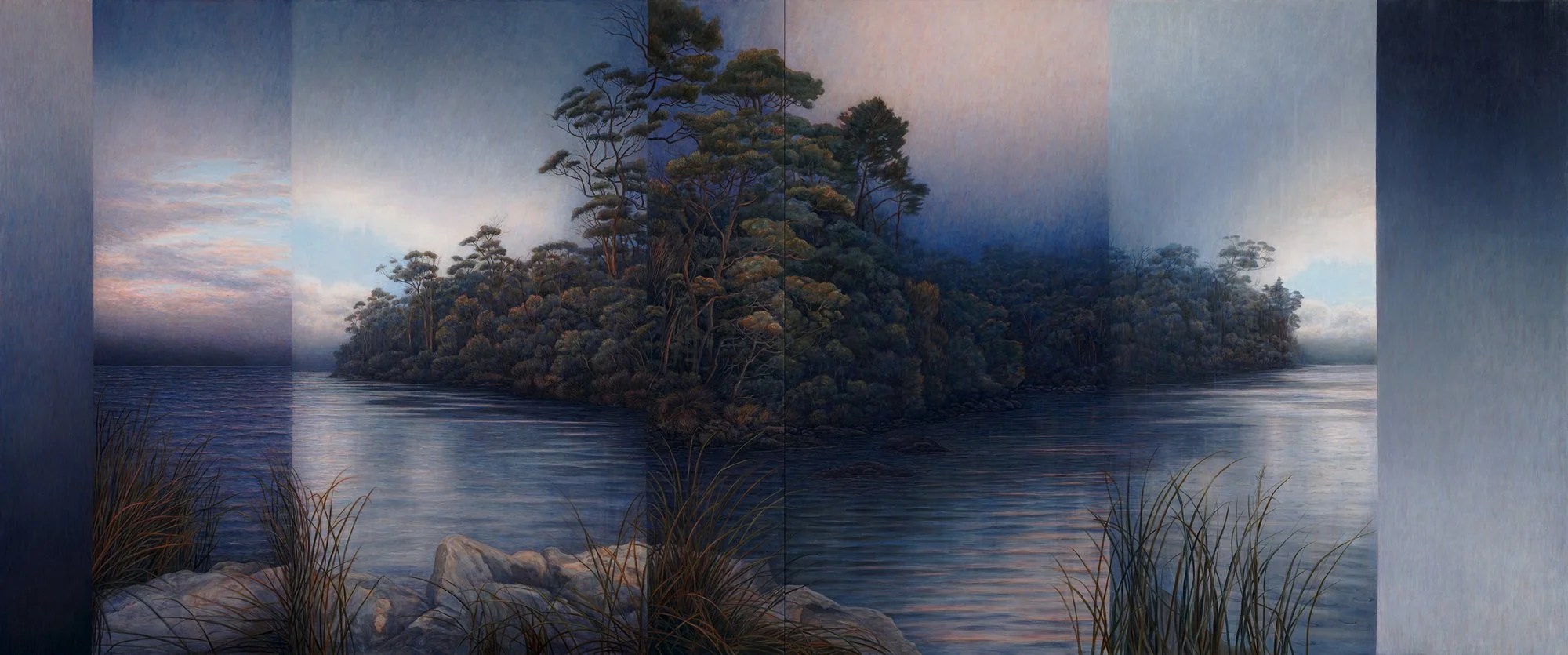 Rise and Fall
Oil on linen, 153cm × 366cm (diptych)