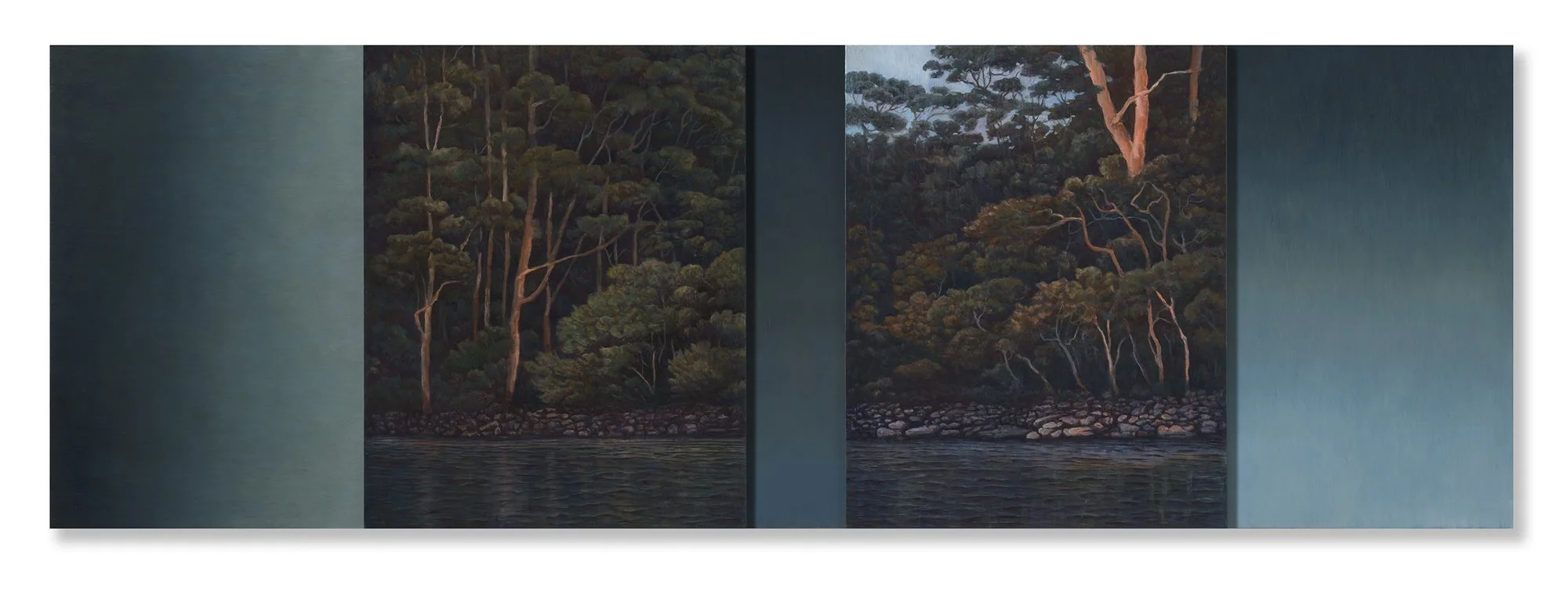 Receding
‍Oil on board, 36cm × 107cm (5 panels)