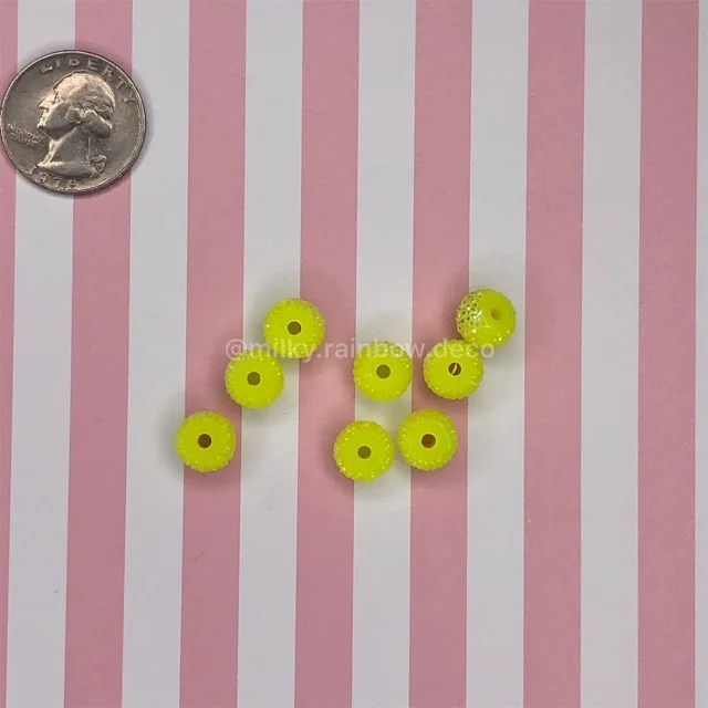 Beads - 10 Pieces Hot Yellow with Iridescence