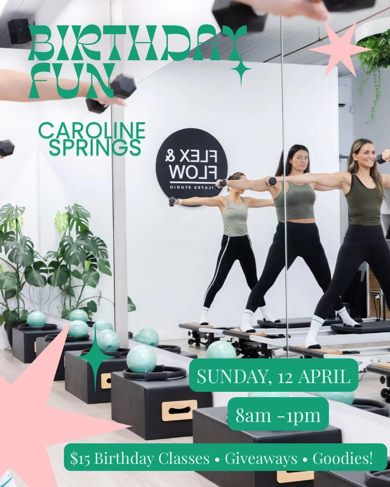 join us for our birthday celebrations at our Caroline Springs studio this Sunday! 🎉🎂💚

&bull; $15 Birthday Classes &bull; Giveaways! &bull; Goodies 🎁

featuring our favourite brands &amp; local businesses: 

@fodbods 💚 @raw_self_ 💚 @ashs_bakeho