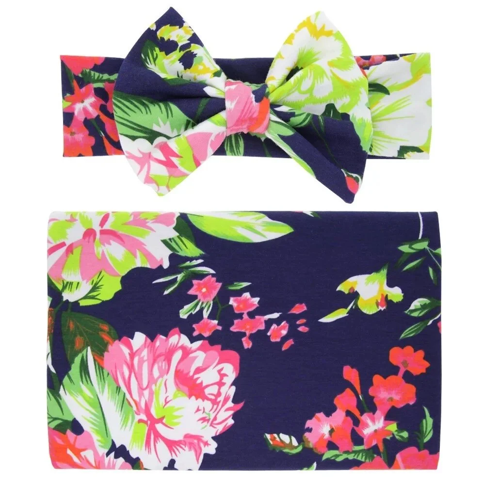 Blue Floral Blanket and Bow