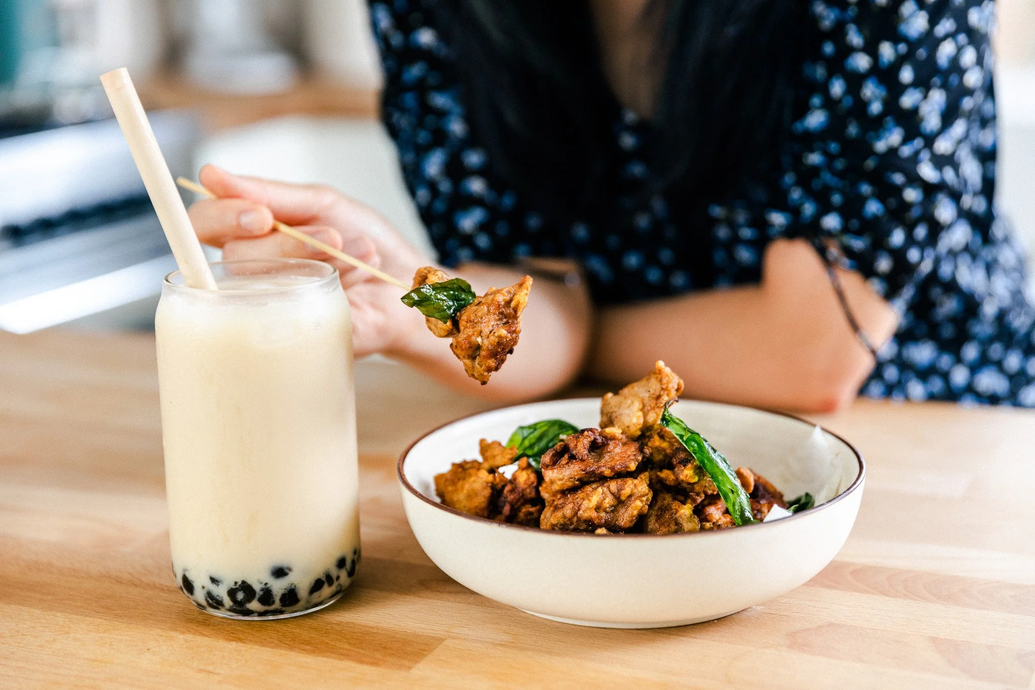 Popcorn Chicken and Boba — Honeysuckle