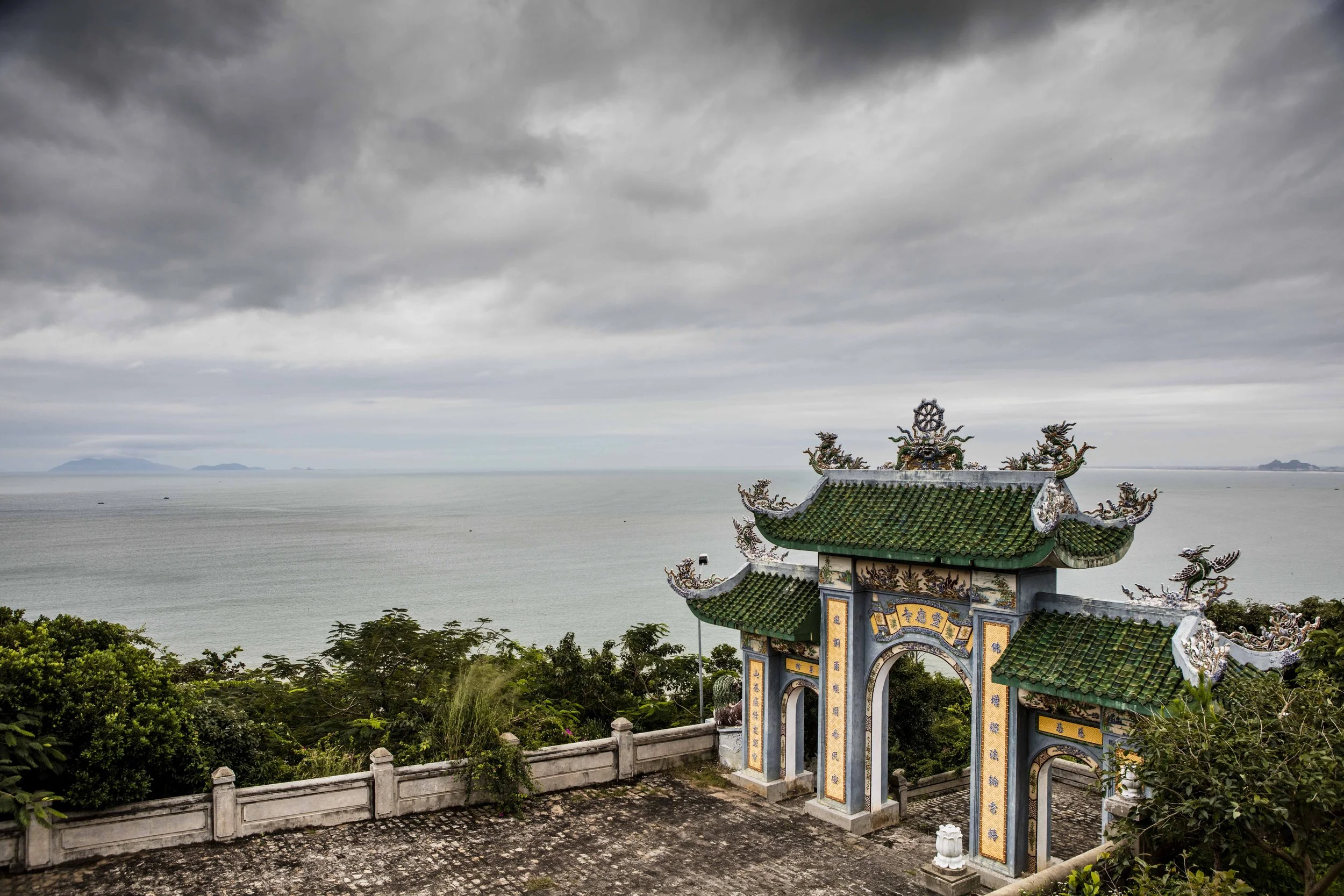 a temple entrance of the coast of danang in vietnam