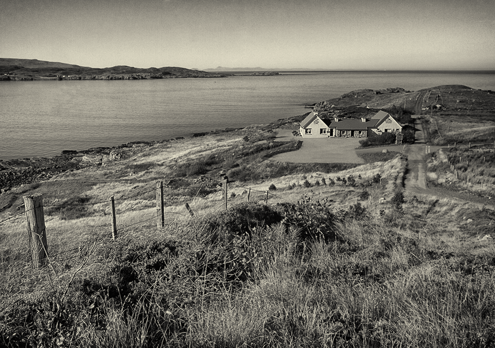 The Open Studio Workshop centre overlooks Loch Ewe, with the Outer Hebrides clearly visible in the distance.