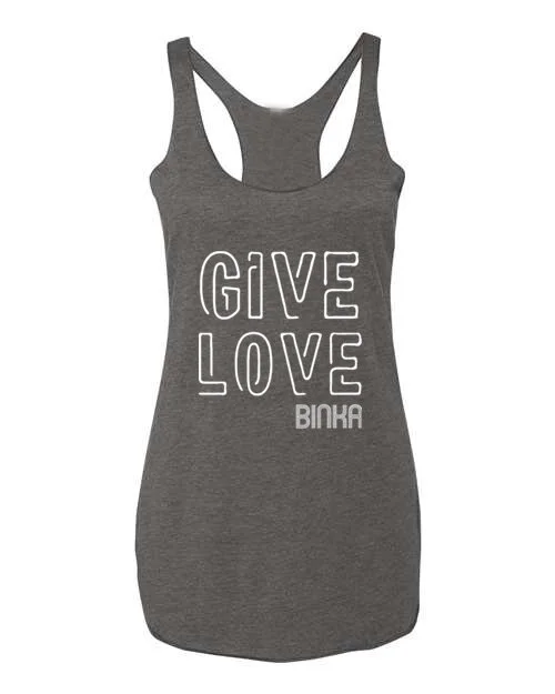GIVE LOVE BINKA Neon Lights Raw Edge Racerback Tank