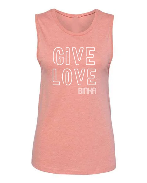 GIVE LOVE BINKA Neon Lights Muscle Tank Heather Sunset