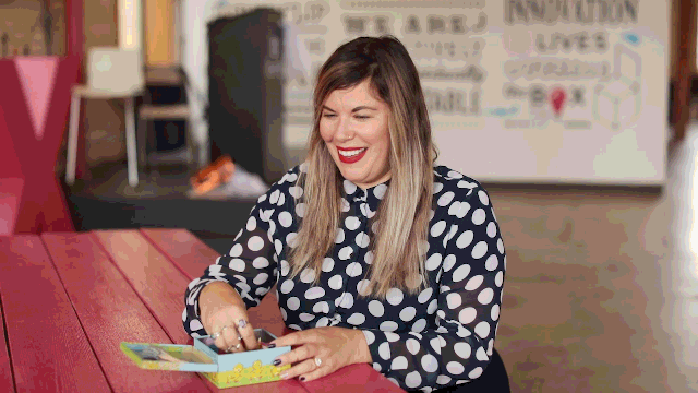 Julie loves confetti, she even got her own GIF to celebrate.