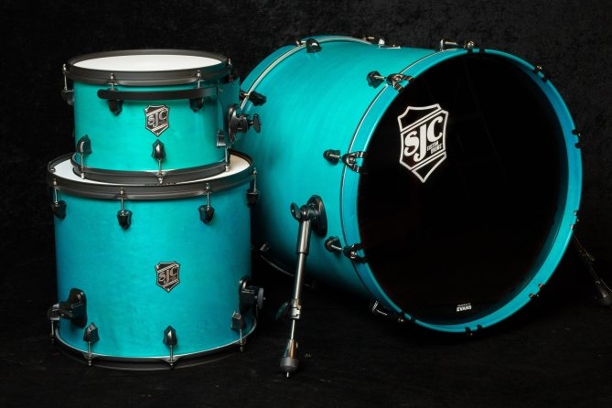 SJC Custom Drum Set - Teal Satin Stain