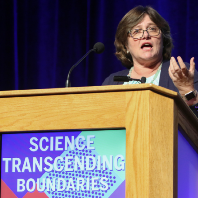 Dr. Lucy Jones delivered the closing plenary lecture of the 2019 AAAS Annual Meeting Image credit: Robb Cohen