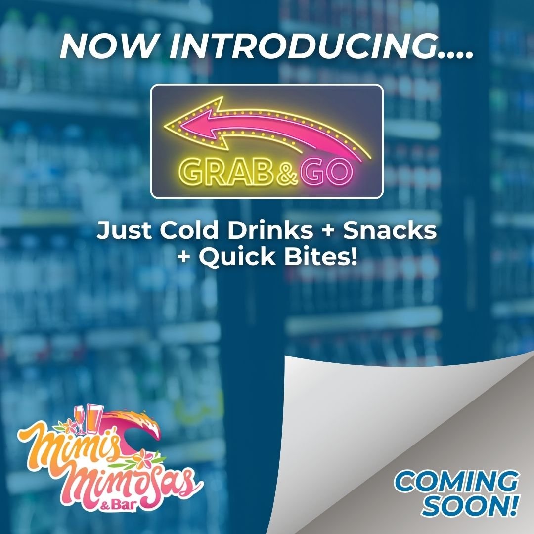 On the move? Destination Downtown Food Hall is making it even easier! 

Mimi's Mimosas new Grab &amp; Go section is coming soon, and it will be packed with cold drinks, six packs, snacks, and quick bites perfect for the beach, the office, or wherever