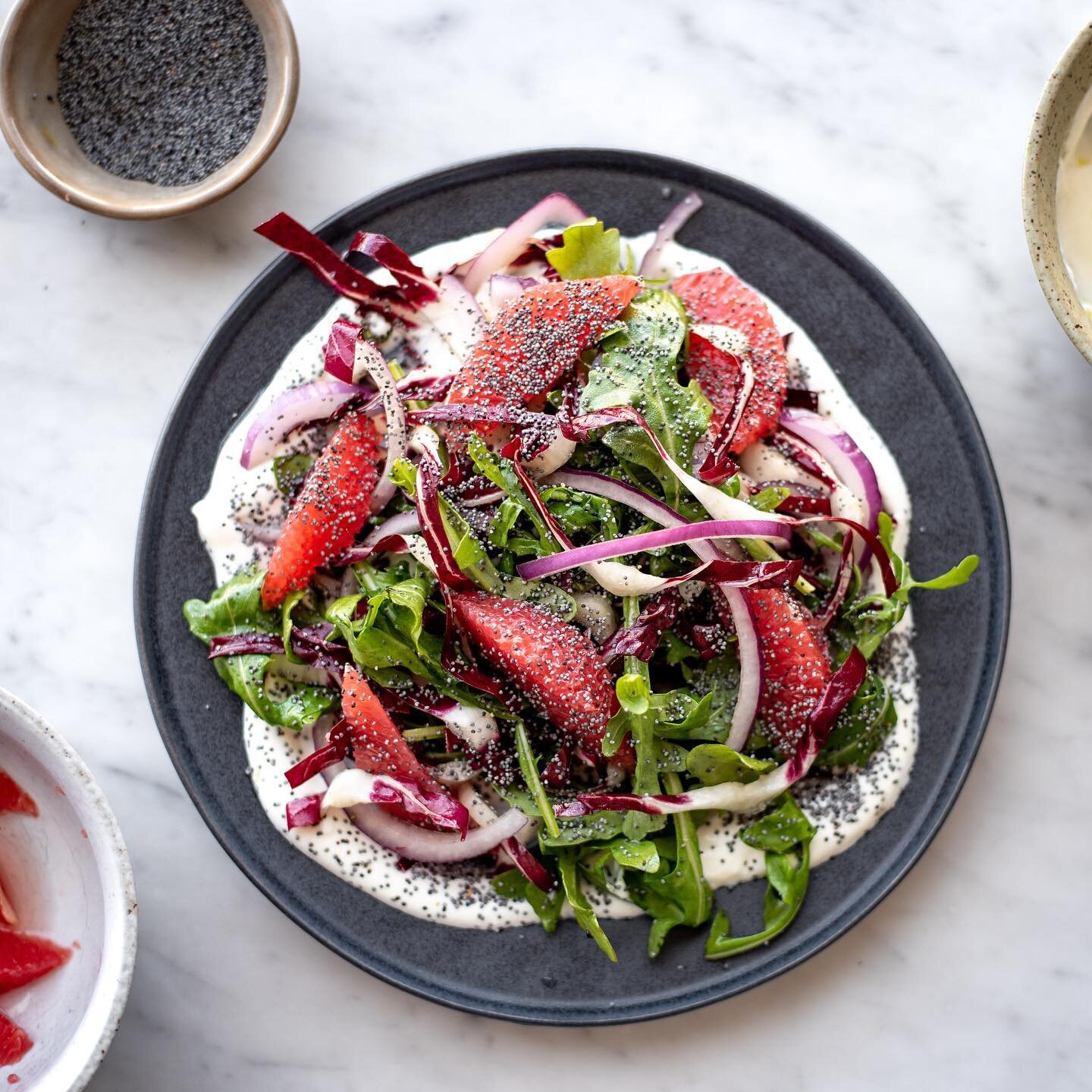 This citrus salad by @haley.hazell has it all. Tangy. Creamy. Peppery. Recipe at @ediblesd.