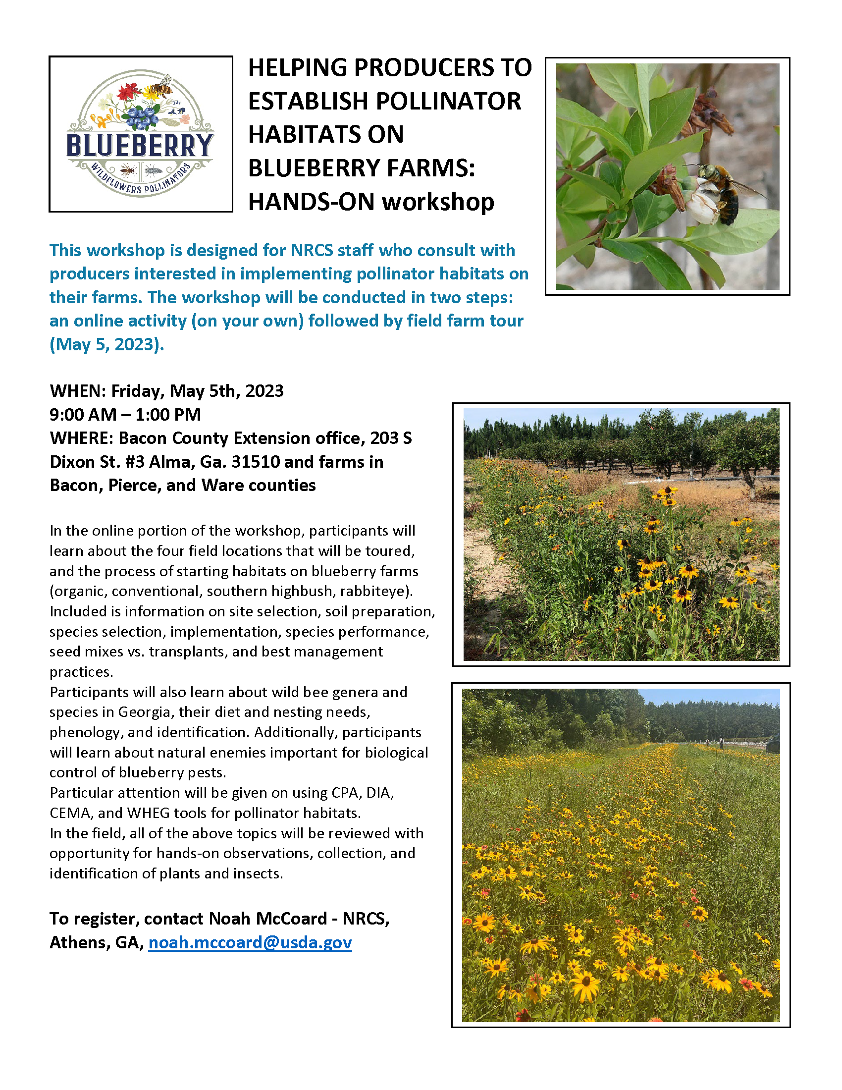 Workshop: Helping Producers Establish Pollinator Habitats on Blueberry ...