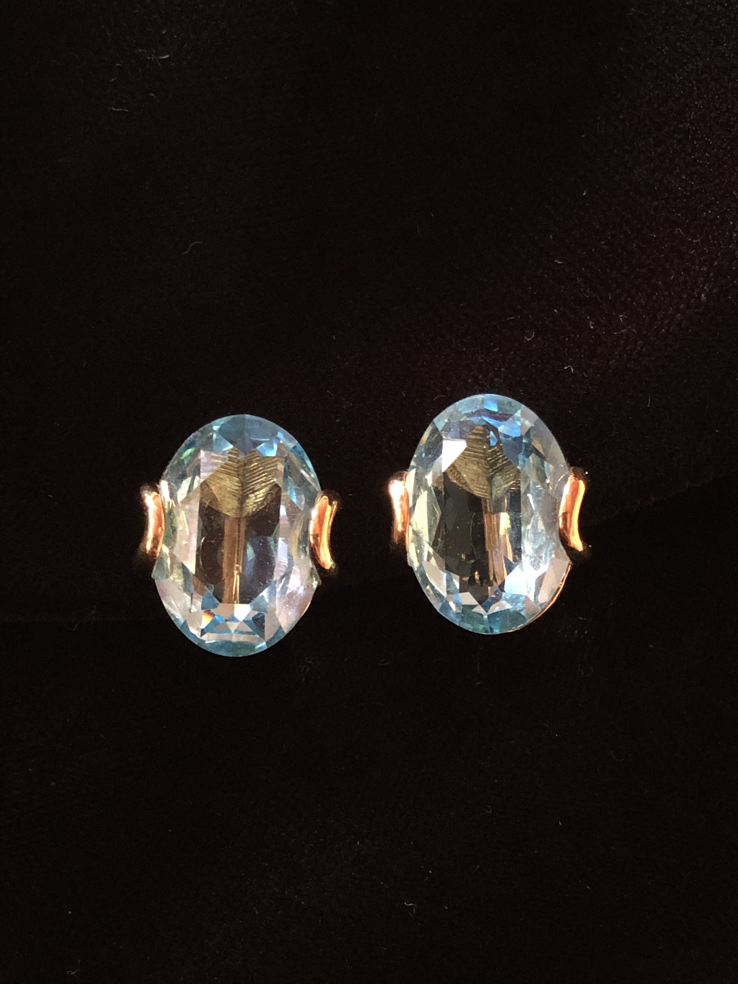 Swarovski Blue Topaz Gold Clip On