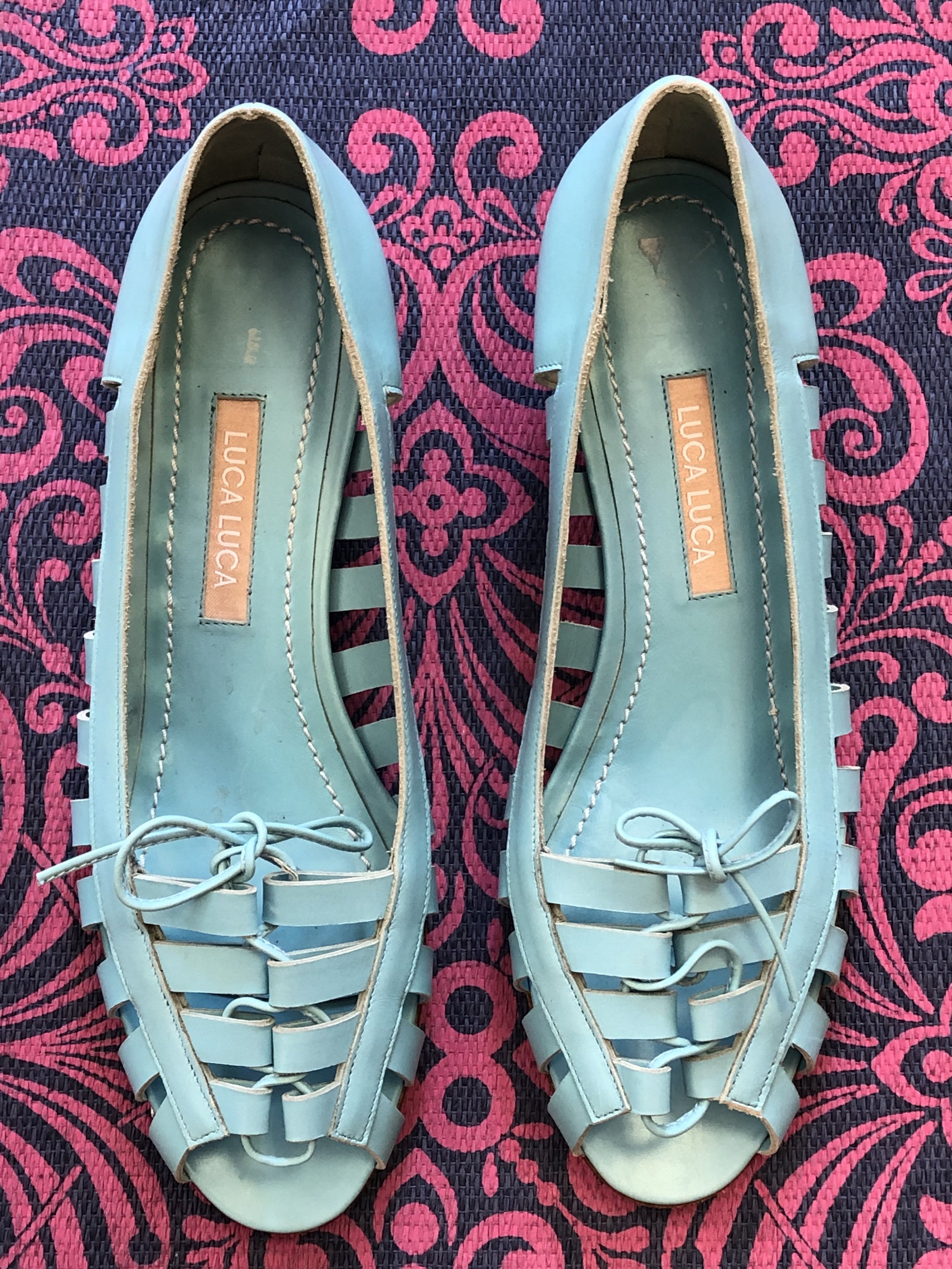 LUCA LUCA Strappy Aqua Sandal Wedge 38