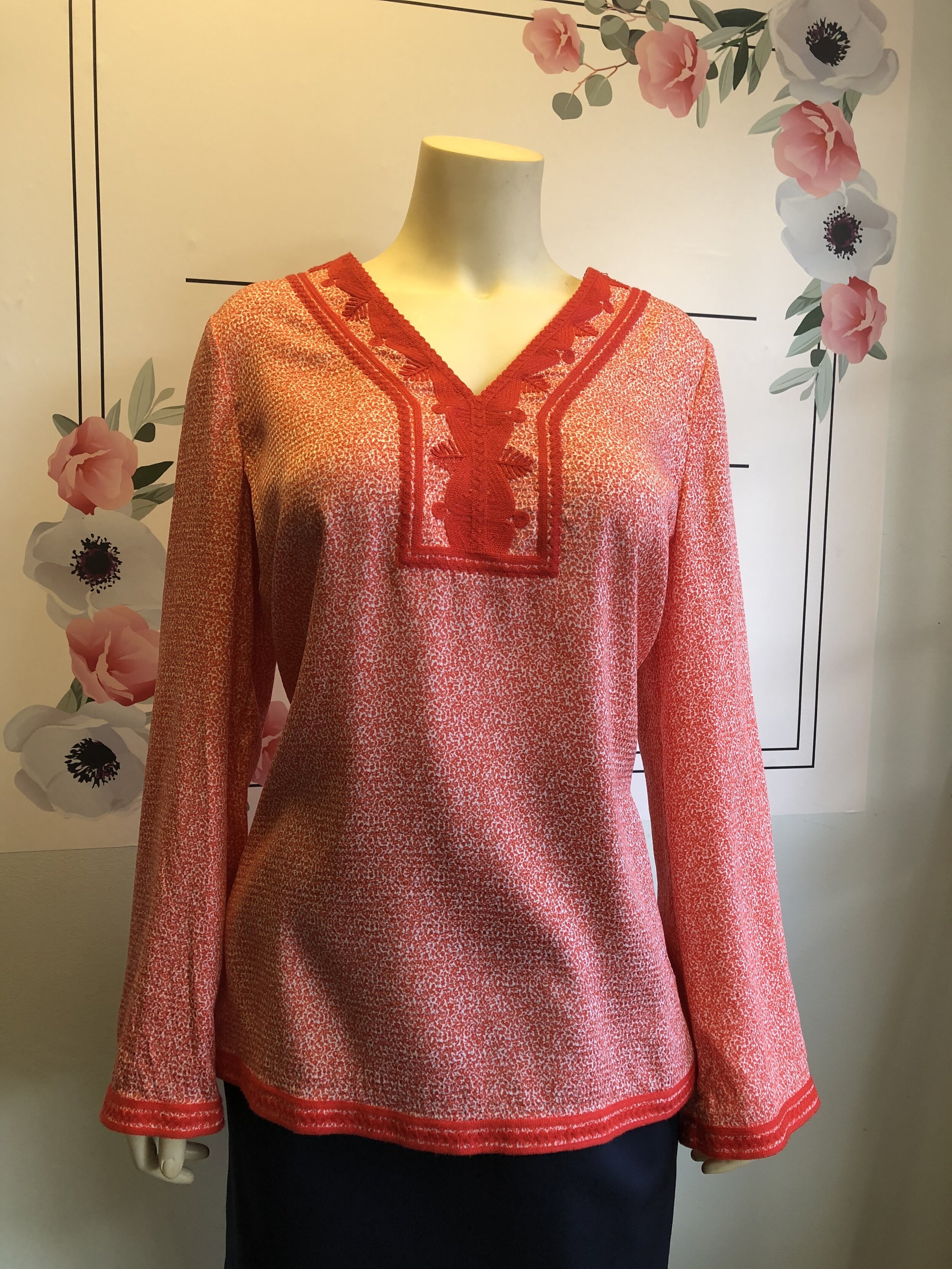 Tory Burch Embroidered Tunic Orange Red