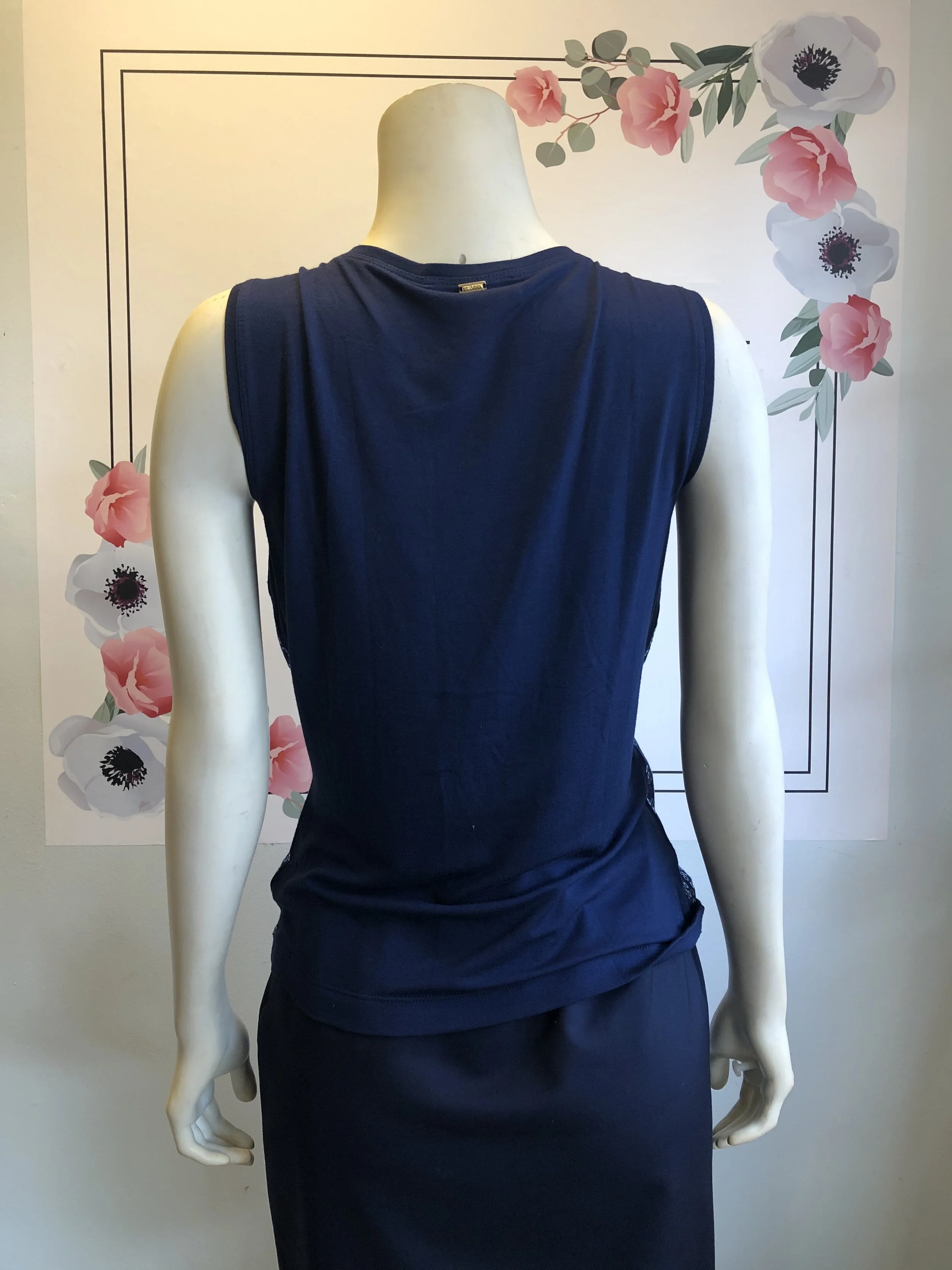 ST JOHN Navy Sequin Tank 