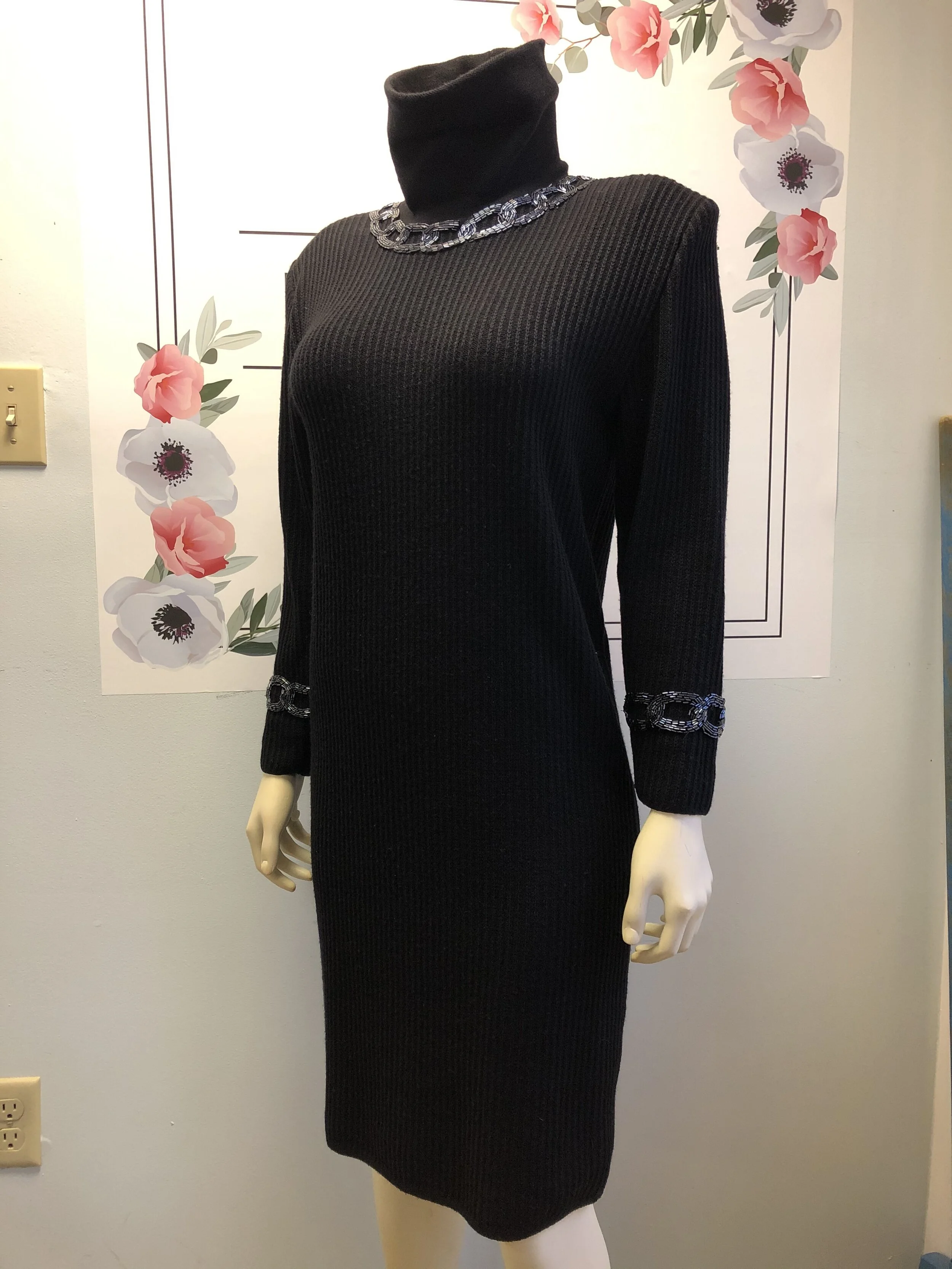 GUCCI Black Wool Knit Sweater Dress
