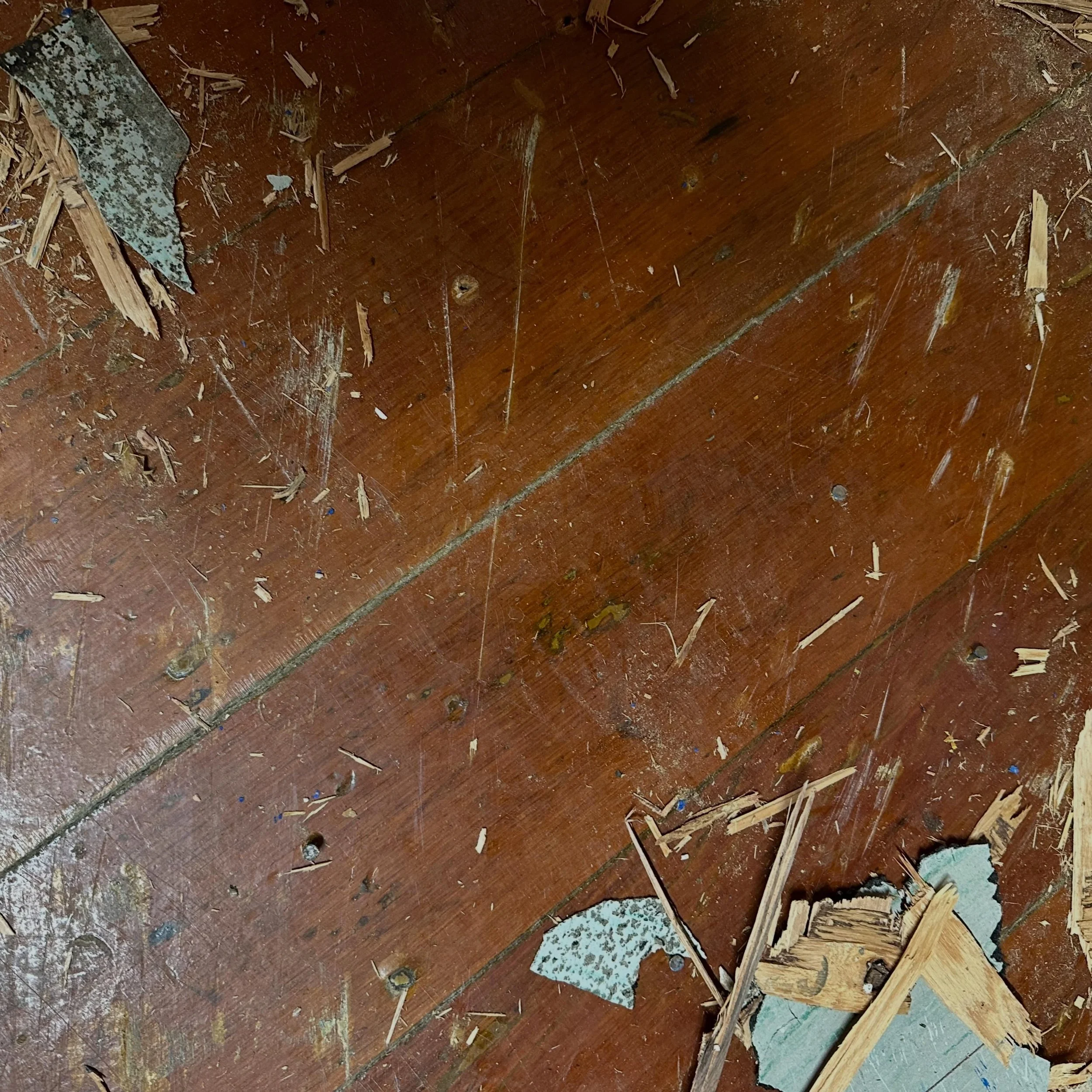 Floor demo underway. So fun to see original wood floors after about 50 years! Sanding and refinishing to come for cabins 2-3-4-7. manninenscabins.com #projects #floorrefinishing #originalwood #otterlakelife #manninenscabins