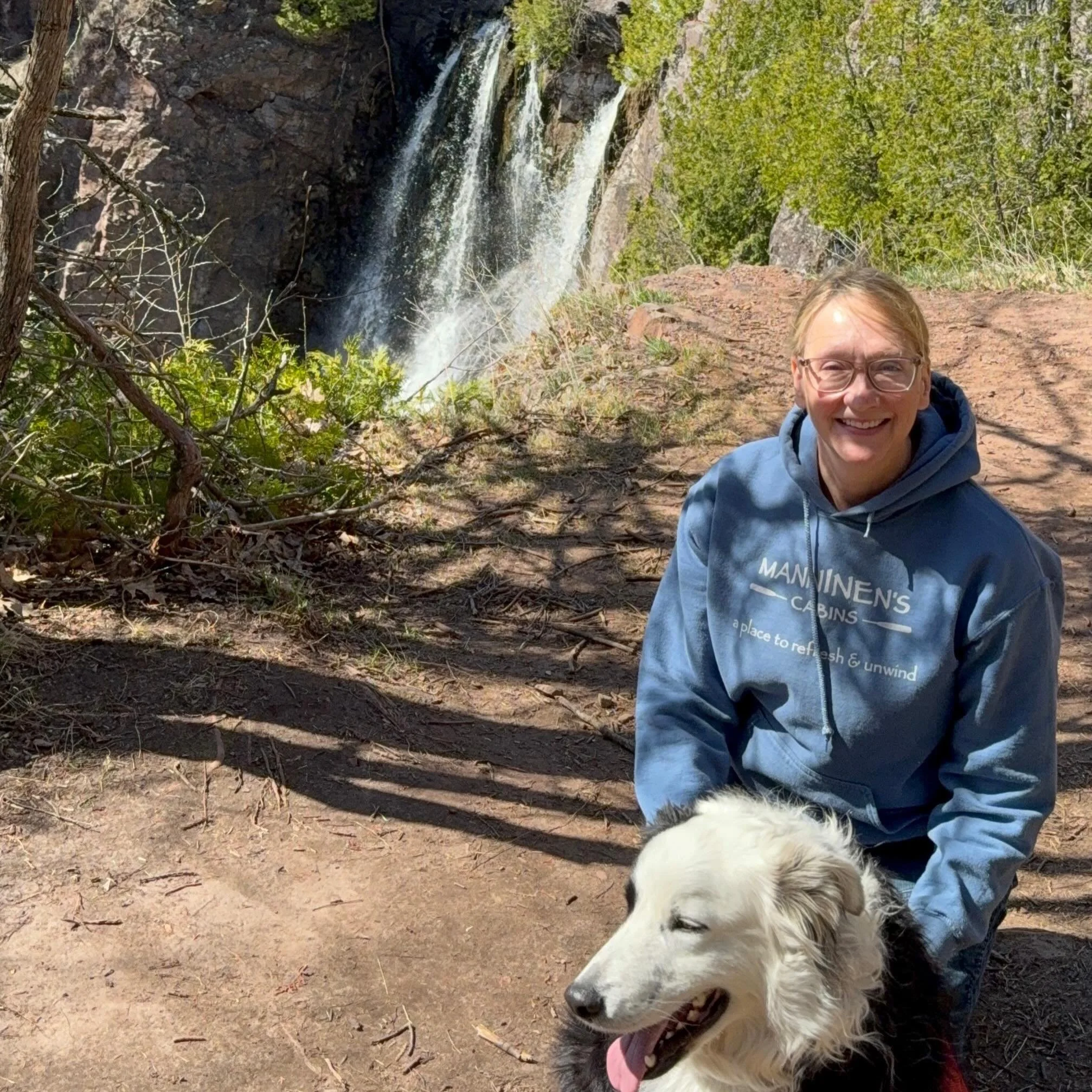 Recent happy customers at Douglas Houghton Falls, the highest waterfall in Michigan. manninenscabins.com