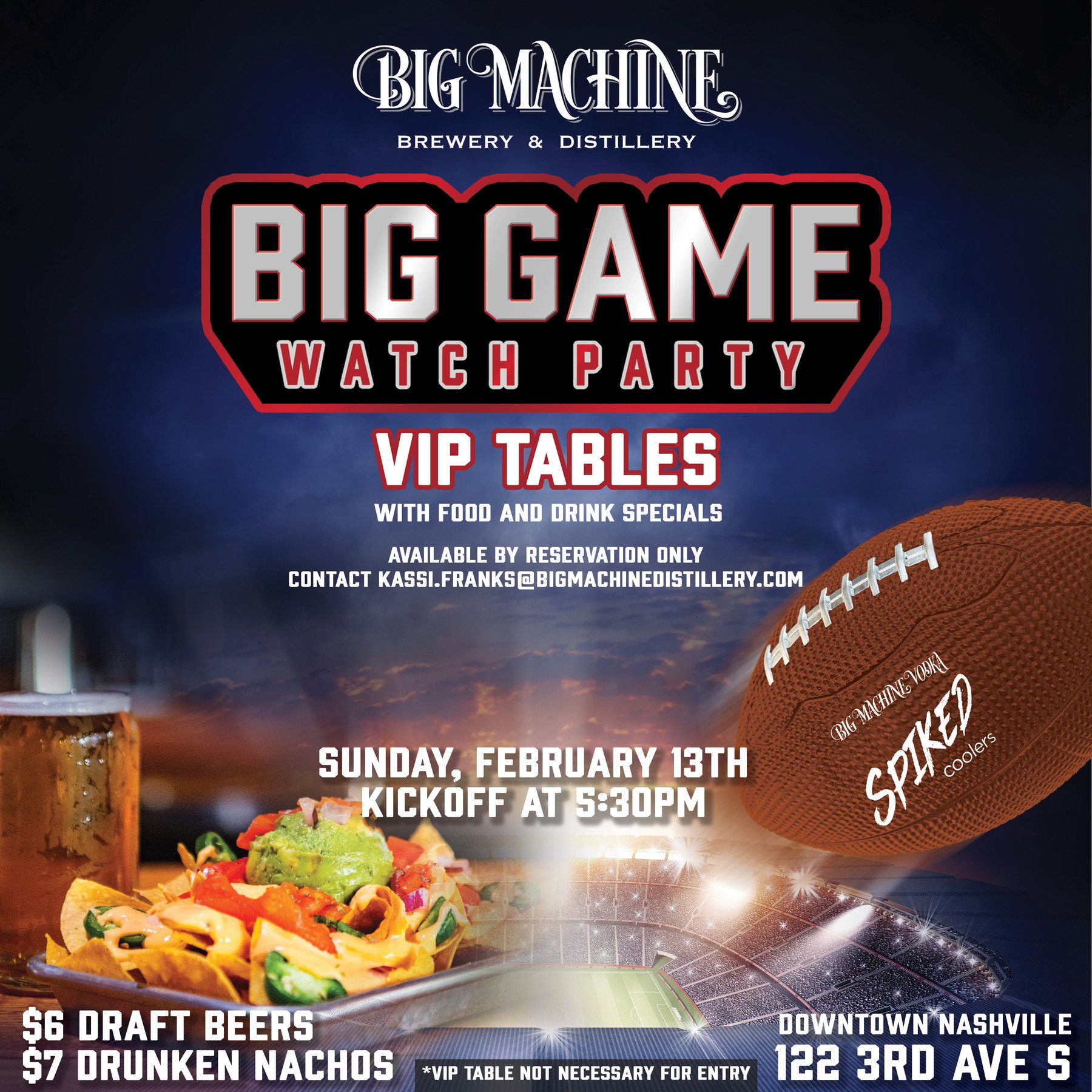 Watch and Listen to the Big Game at Big Machine! & Join Us for Galentine's  Day Weekend Brunch — Big Machine Distillery