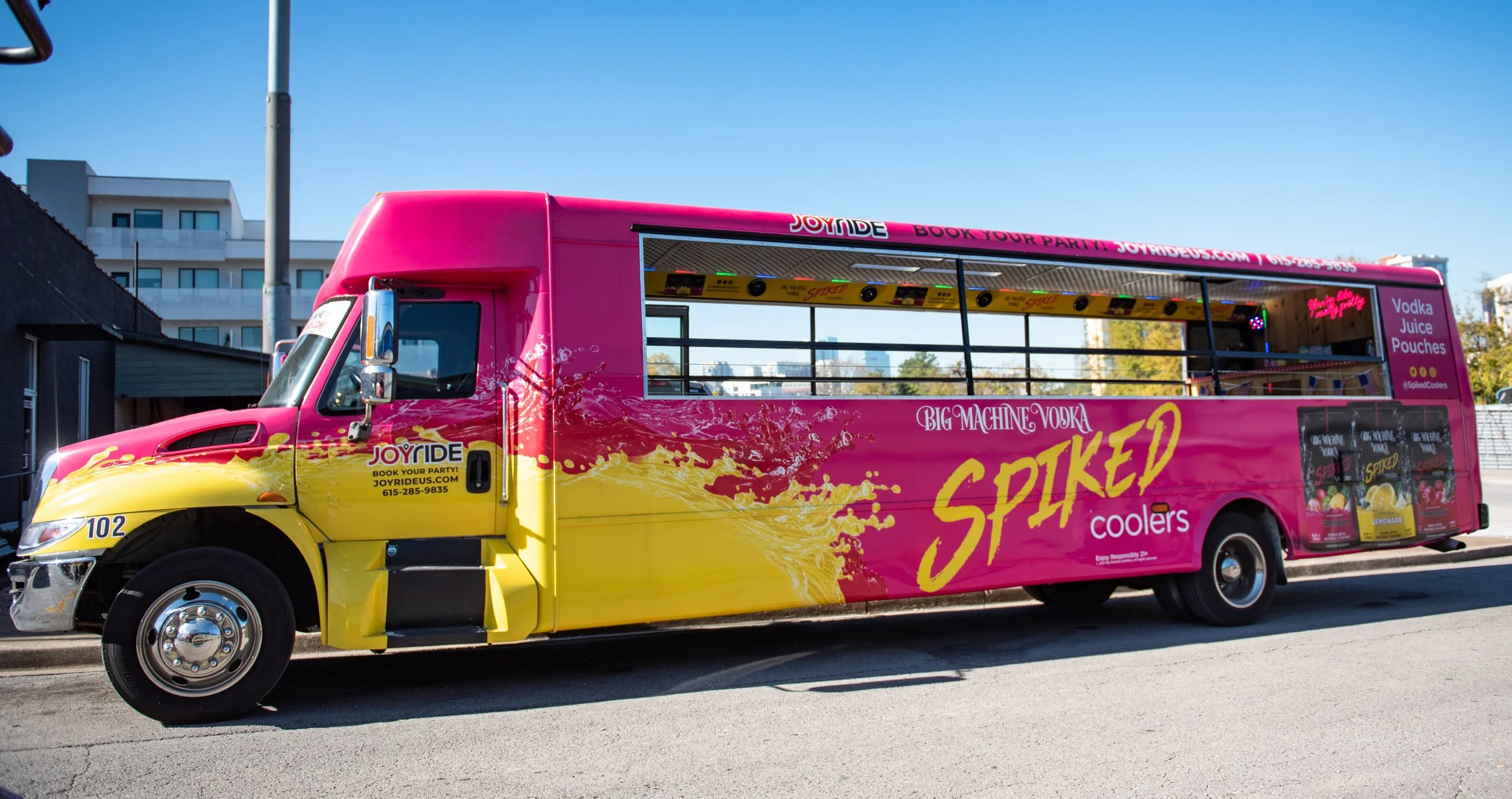 Pink Charter Bus