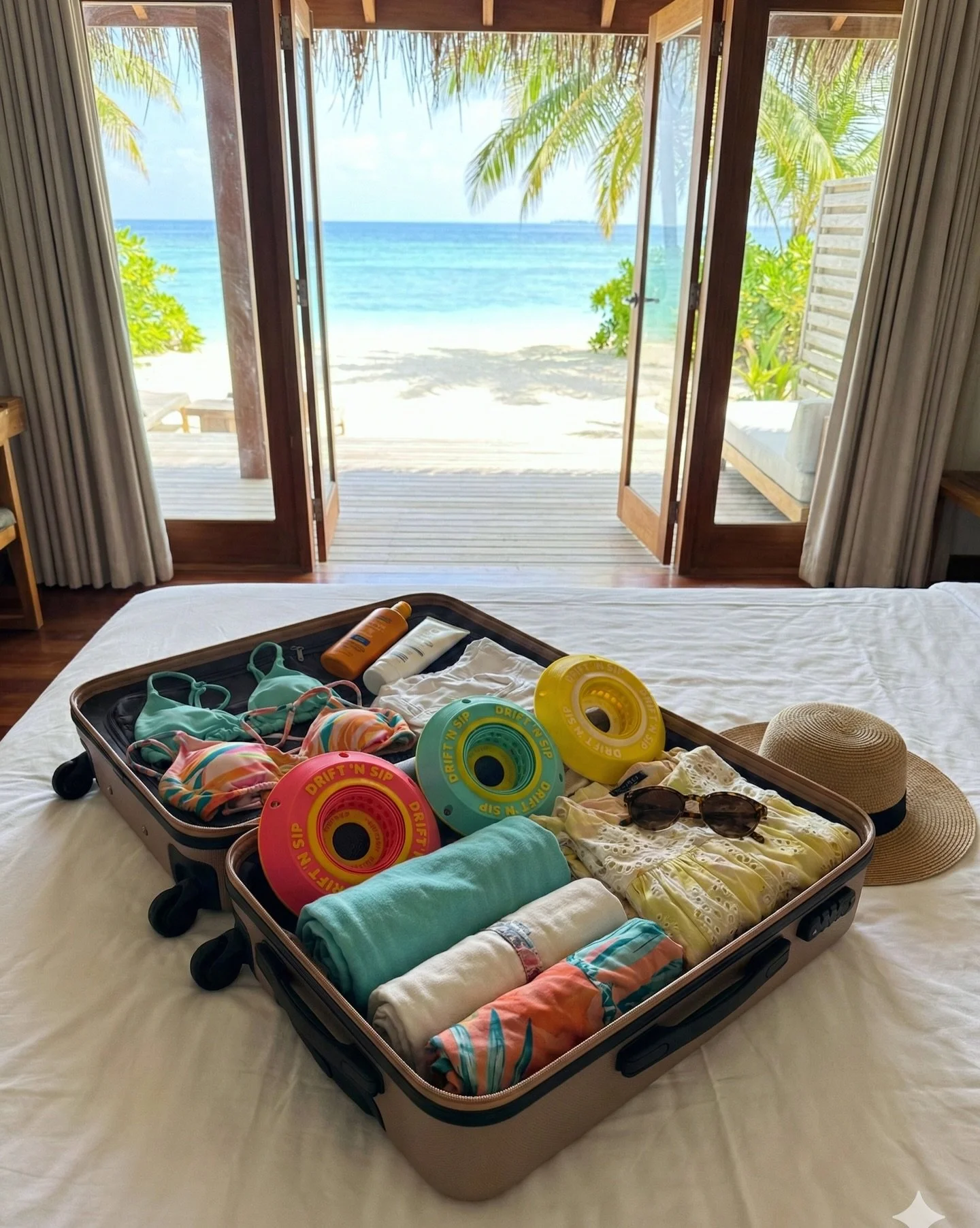 cold front on the forecast? Drift &rsquo;N Sip is packed &amp; ready to drift somewhere warm 💭😎🌴