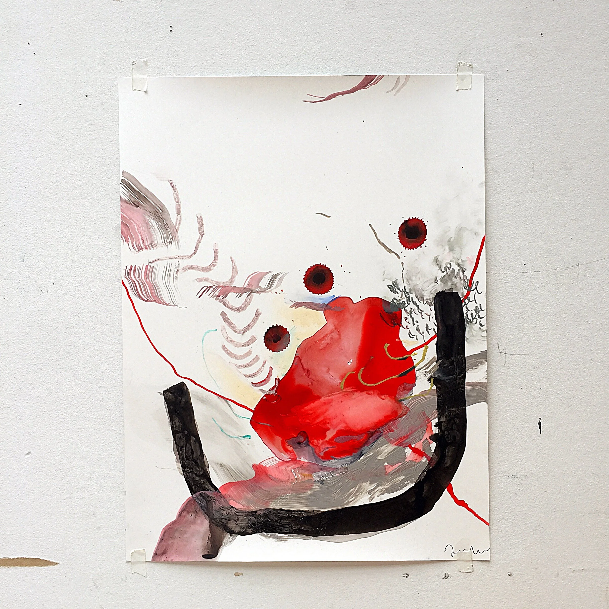 Beating At Many Different Frequencies, 12 x 16 in. Mixed Media on Yupo