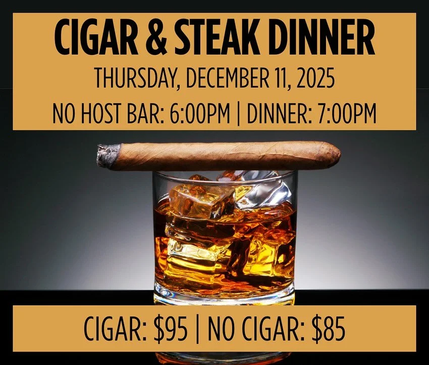 Join us for our special Christmas Cigar and Steak night.  Get your group together for a holiday celebration. 🎄🎅🏻 Featuring @certifiedpiedmontese