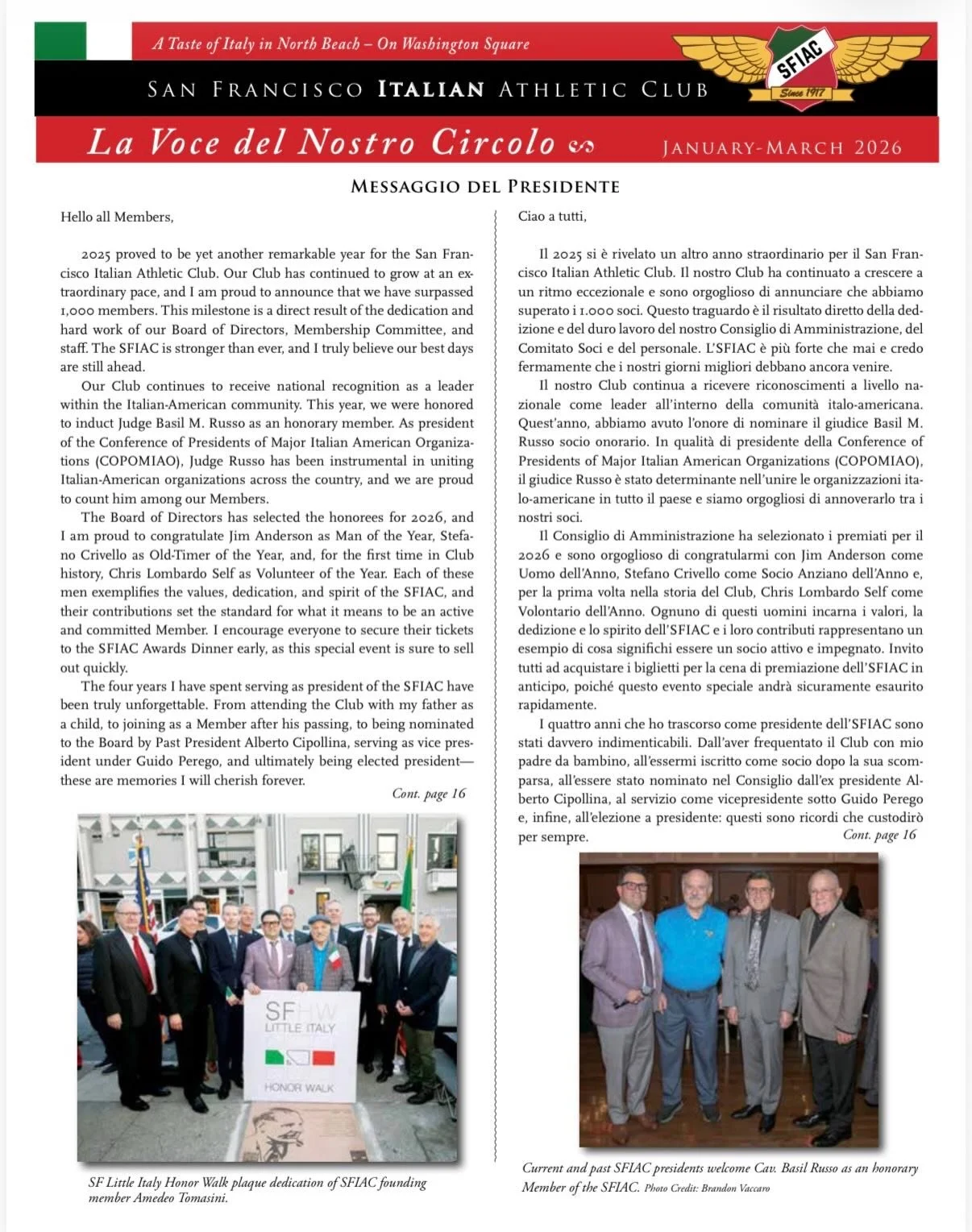 Our January 2026 newsletter is available online.  Save the date for our 2026 events.  LINK in @sfitalianathleticclub bio