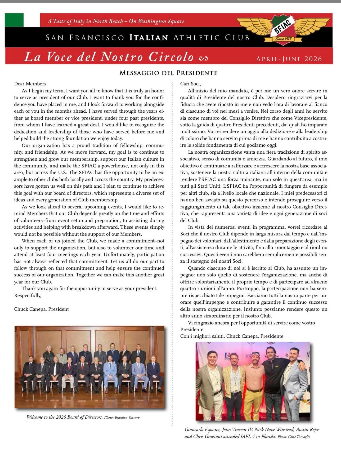 April - June newsletter is now available.  Link in @sfitalianathleticclub bio.  Plan your Spring now ☀️