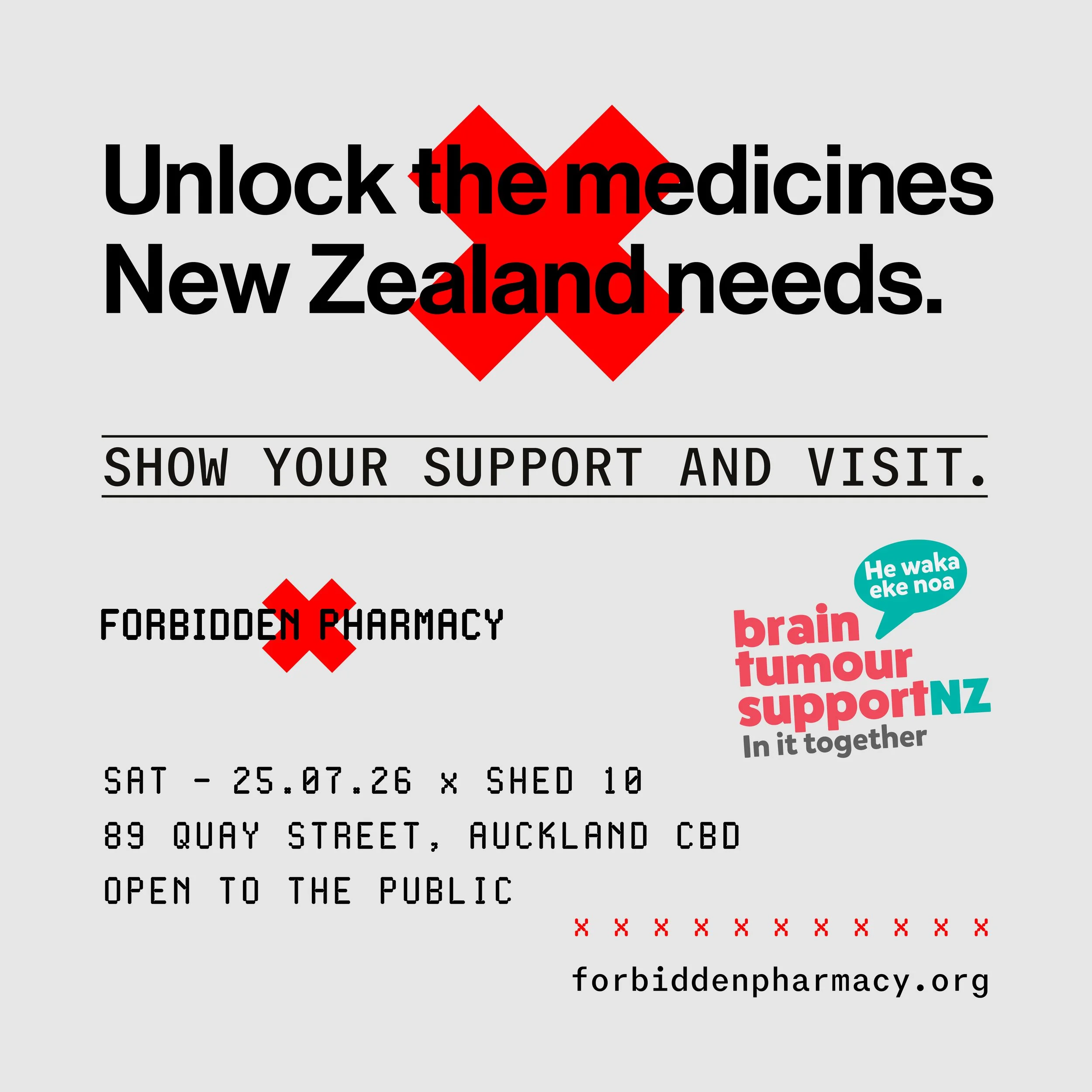 Brain Tumour Support NZ Joins the Forbidden Pharmacy Campaign