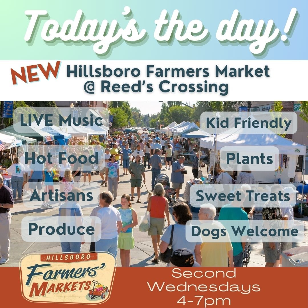 The Reed's Crossing Market Opens TODAY 4-7pm! Bring your kids, bring your dog, bring your best friend because it's gonna be a party. 

🎶Live music performed by Mark Watson &amp; the 45th Parallel 
🌱 Market Sprouts is happening from 4:30-6:30pm 
👉G