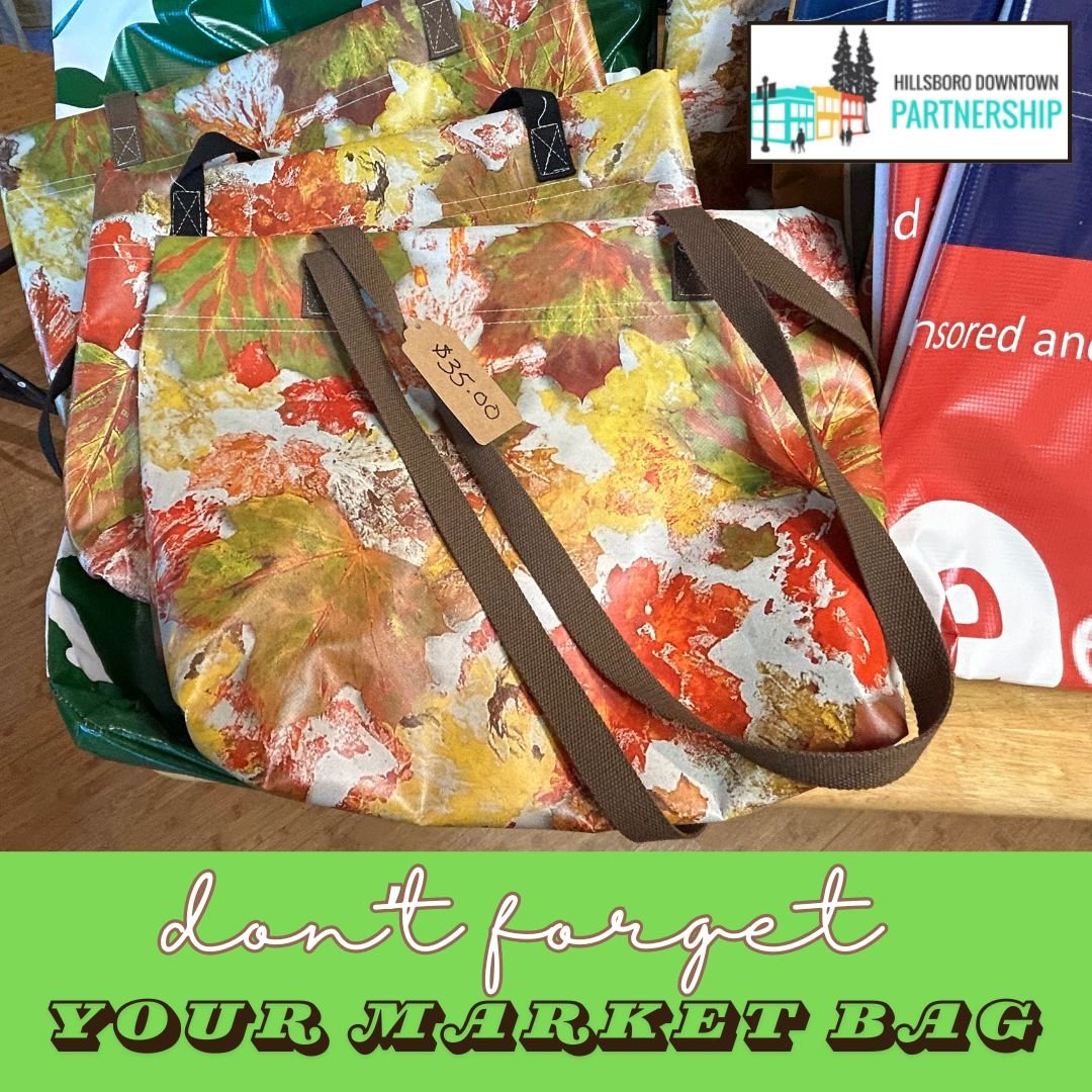 Are we ready for the weekend? Just wanted to share these fun &amp; colorful market bags made out of recycled banners put together for @downtownhillsboro by a local business. How cool is that? If you'd like to support the DTP  by purchasing these one 
