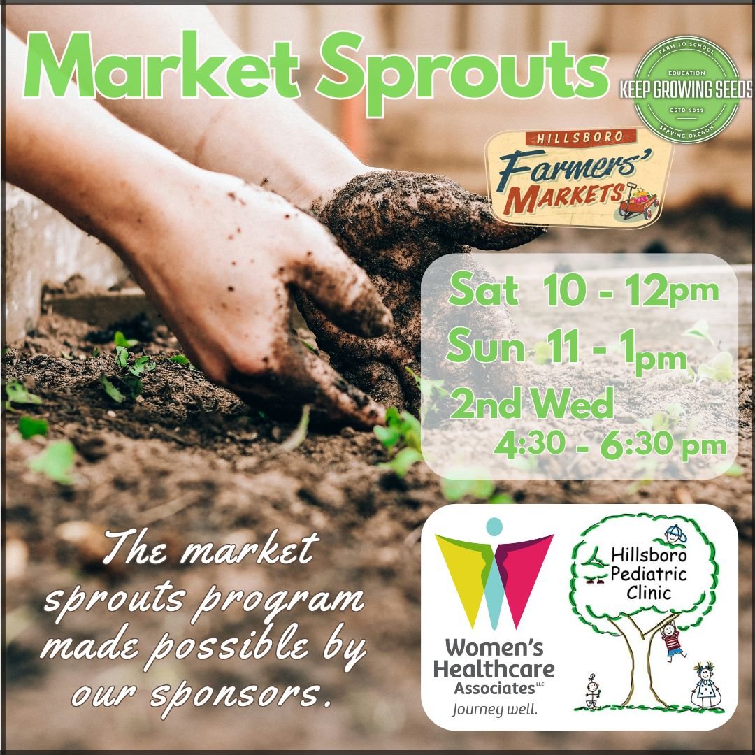 Shout out to our amazing sponsors @womenshealthcare &amp; @hillsboro.pediatric.clinic  for making the Market Sprouts program possible at HFM. The Market Sprouts Kids Club mission is here to inspire children to take part in their local food system, en