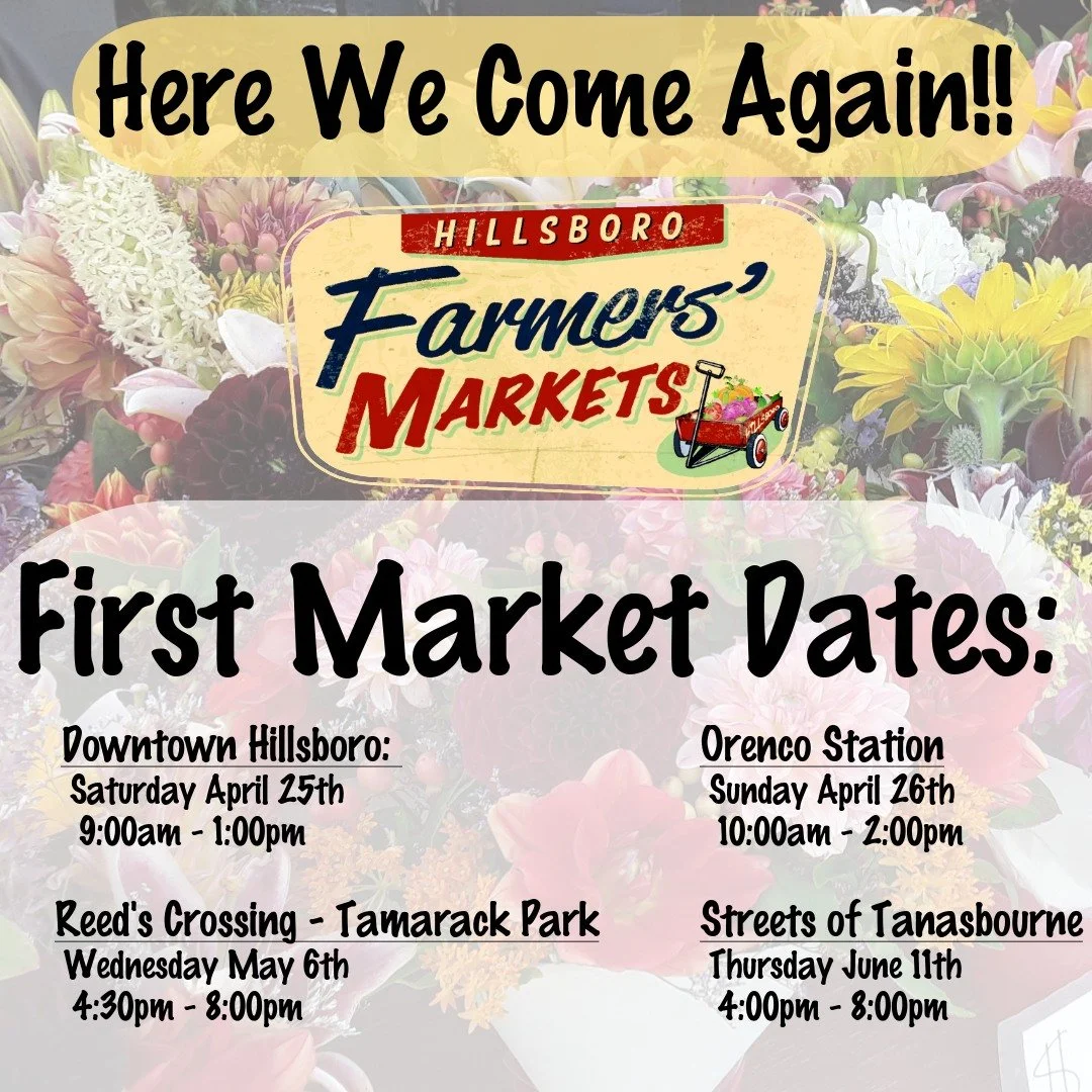 Our opening market dates are Just around the corner!! We are so excited to be back and bring Hillsboro, Oregon the best that your local community has to offer.  Make sure you follow us to see the breadth of our vendors and entertainment this season!
