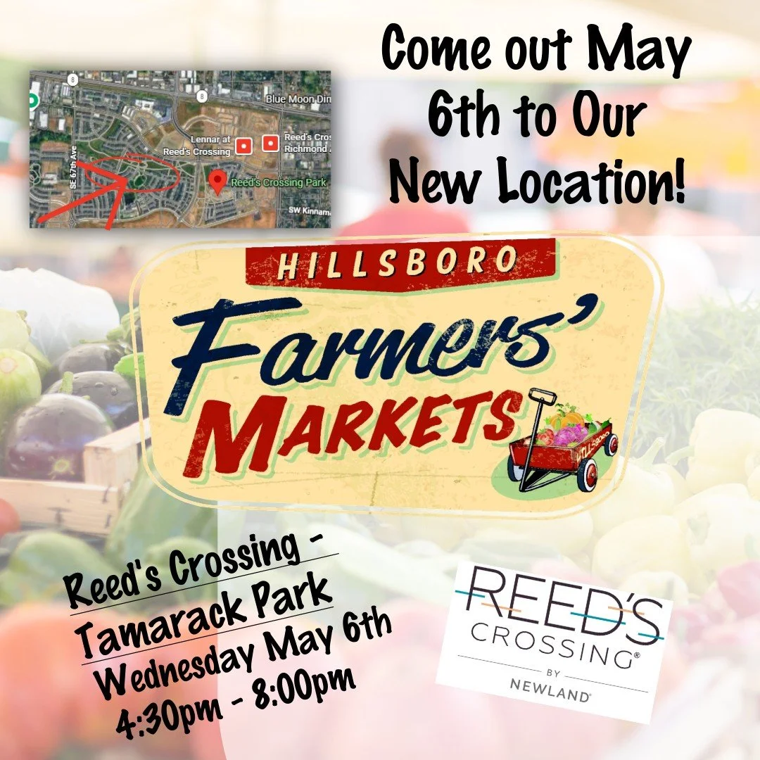 We&rsquo;ve got a new spot!

Join us NEXT Wednesday, May 6th, for the first Reed&rsquo;s Crossing market at Tamarack Park! Shop fresh, local goods, grab dinner, and enjoy a midweek market evening with the community.

May 6th
4:30&ndash;8:00 PM
Reed&r